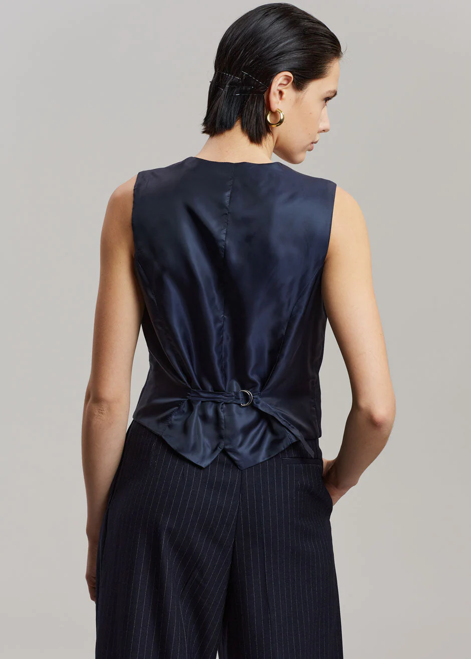 Tansy Tailored Vest - Navy Pinstripe - Image 11