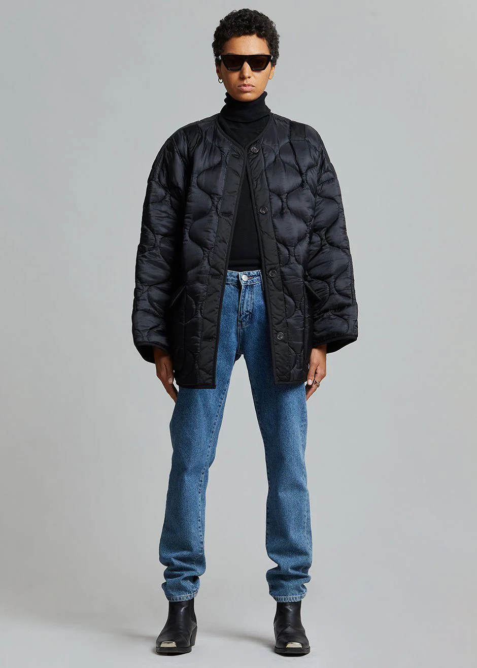 Teddy Quilted Jacket - Black - Image 5