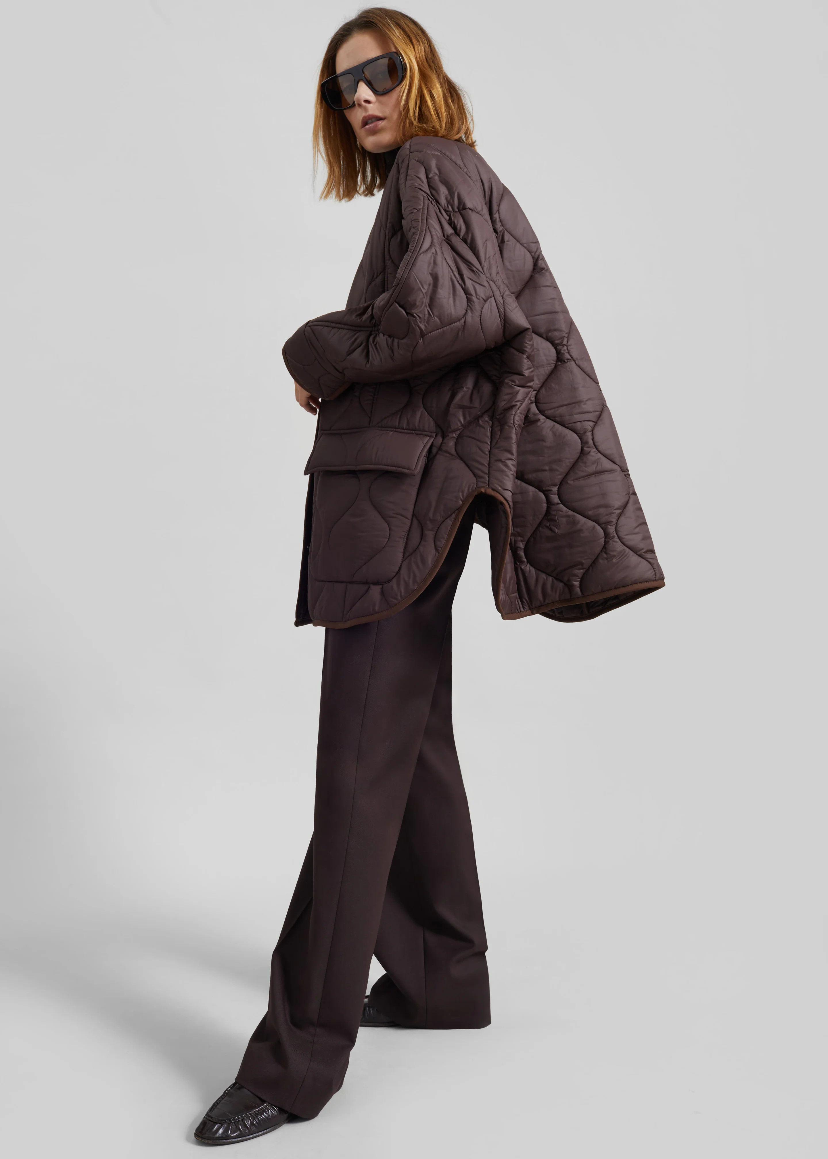 Teddy Quilted Jacket - Brown - Image 3
