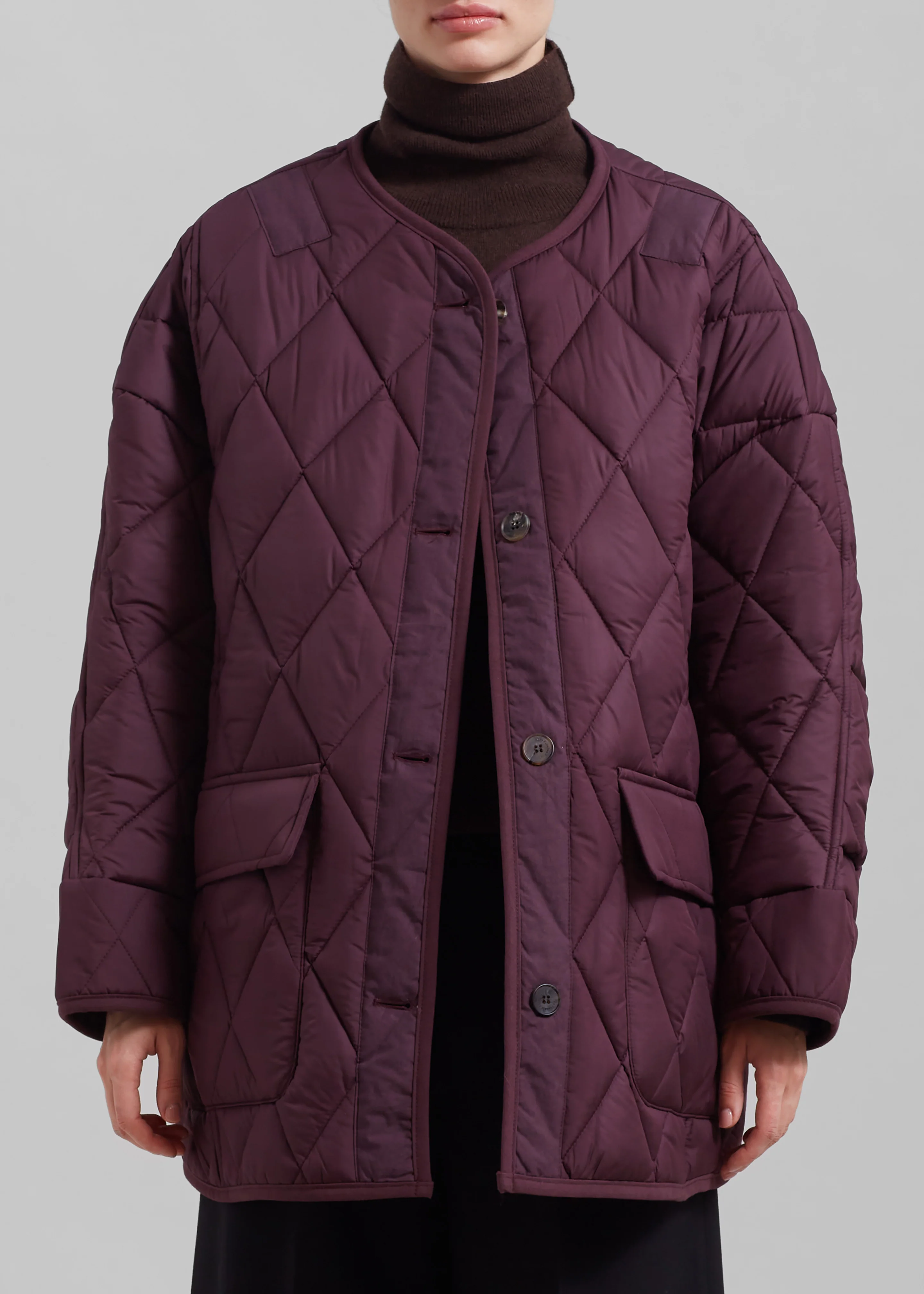 Teddy Quilted Jacket - Burgundy - Image 4