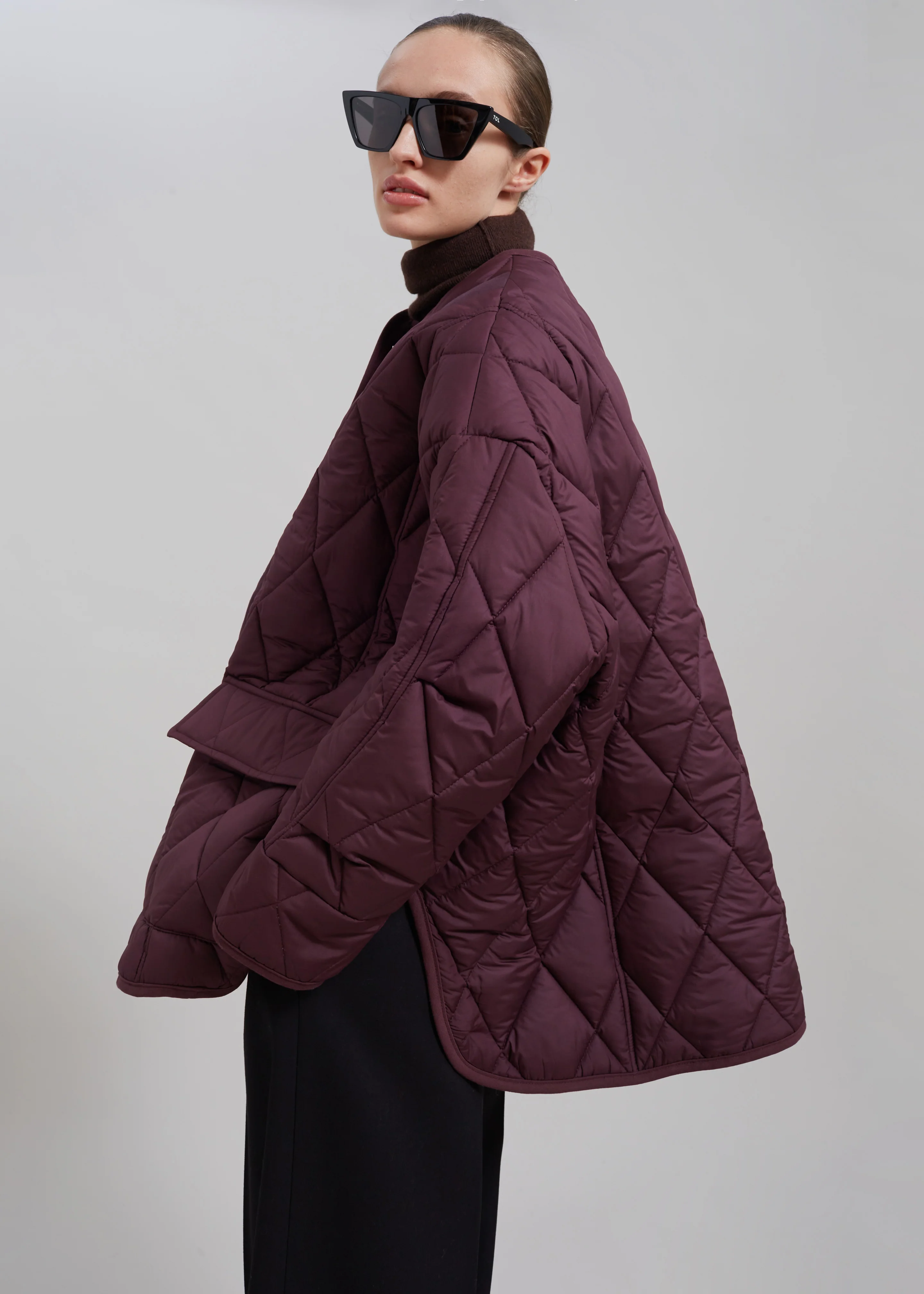 Teddy Quilted Jacket - Burgundy - Image 5