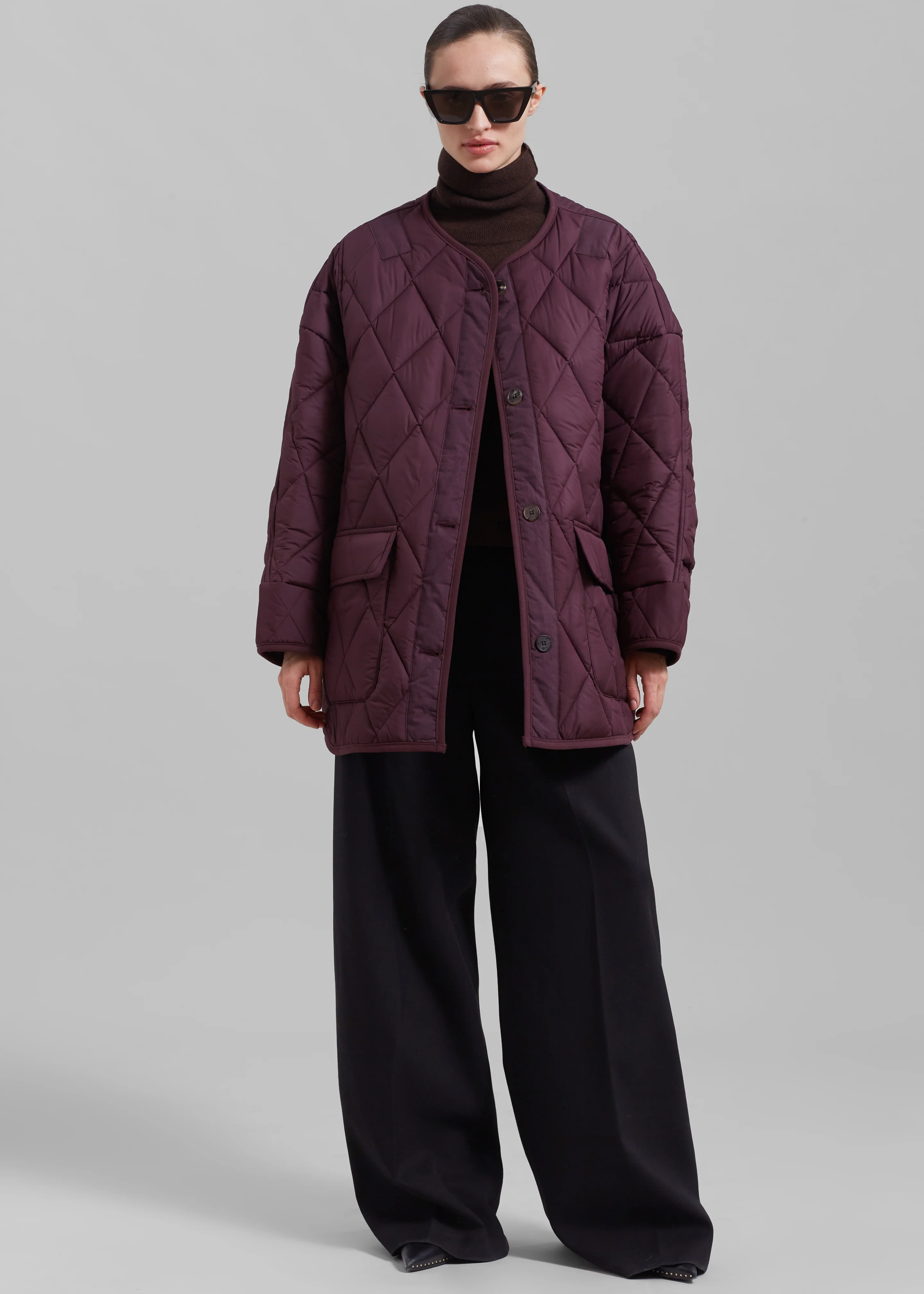 Teddy Quilted Jacket - Burgundy - Image 9