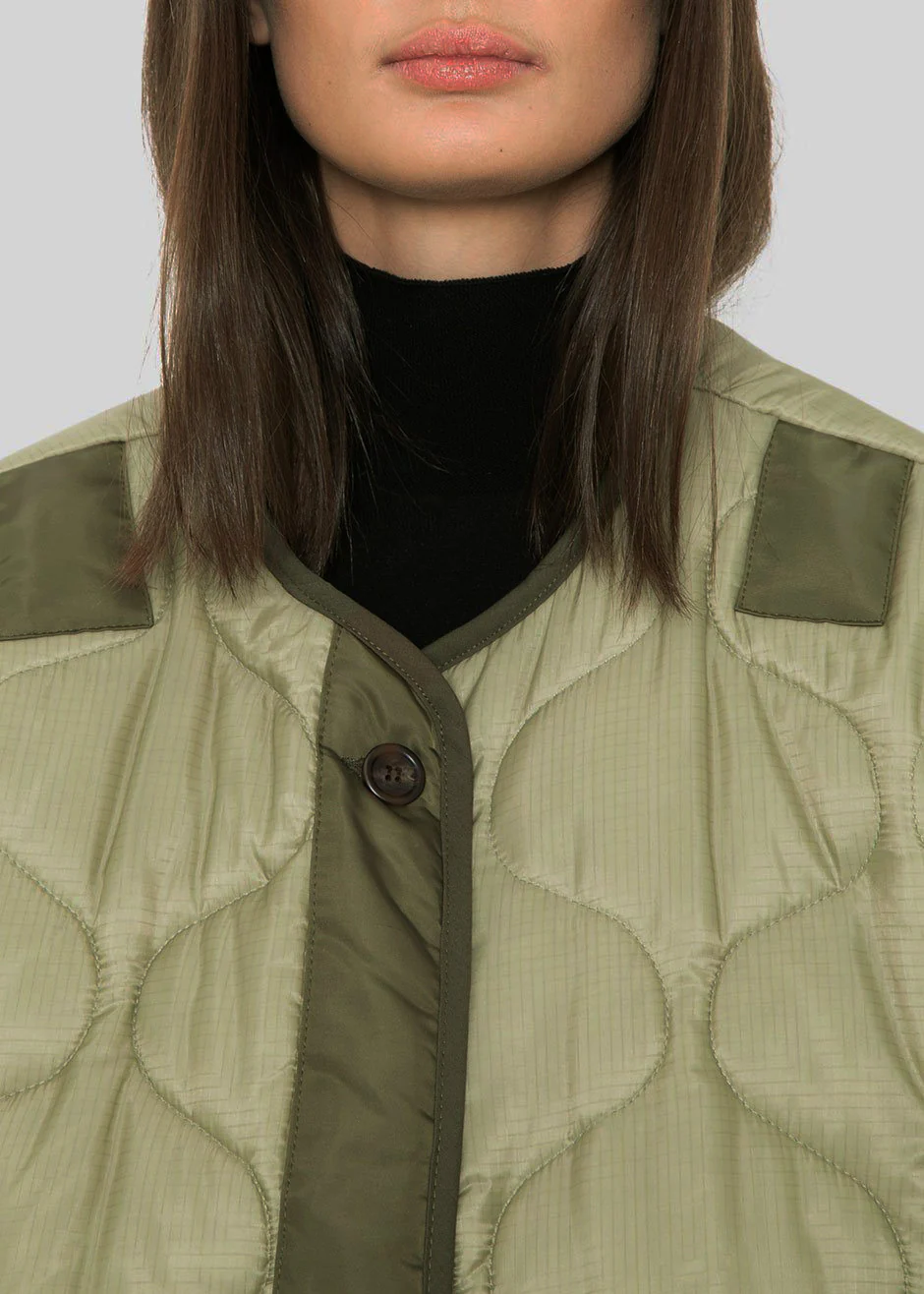 Teddy Quilted Jacket - Moss Green - Image 6