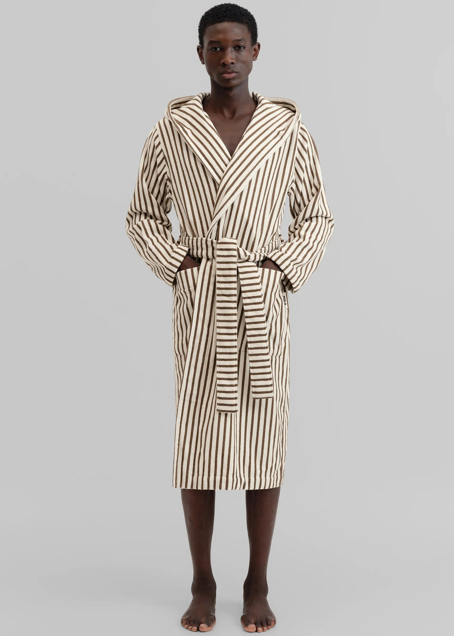 Tekla Hooded Bathrobe - Kodiak Stripes - Image 8