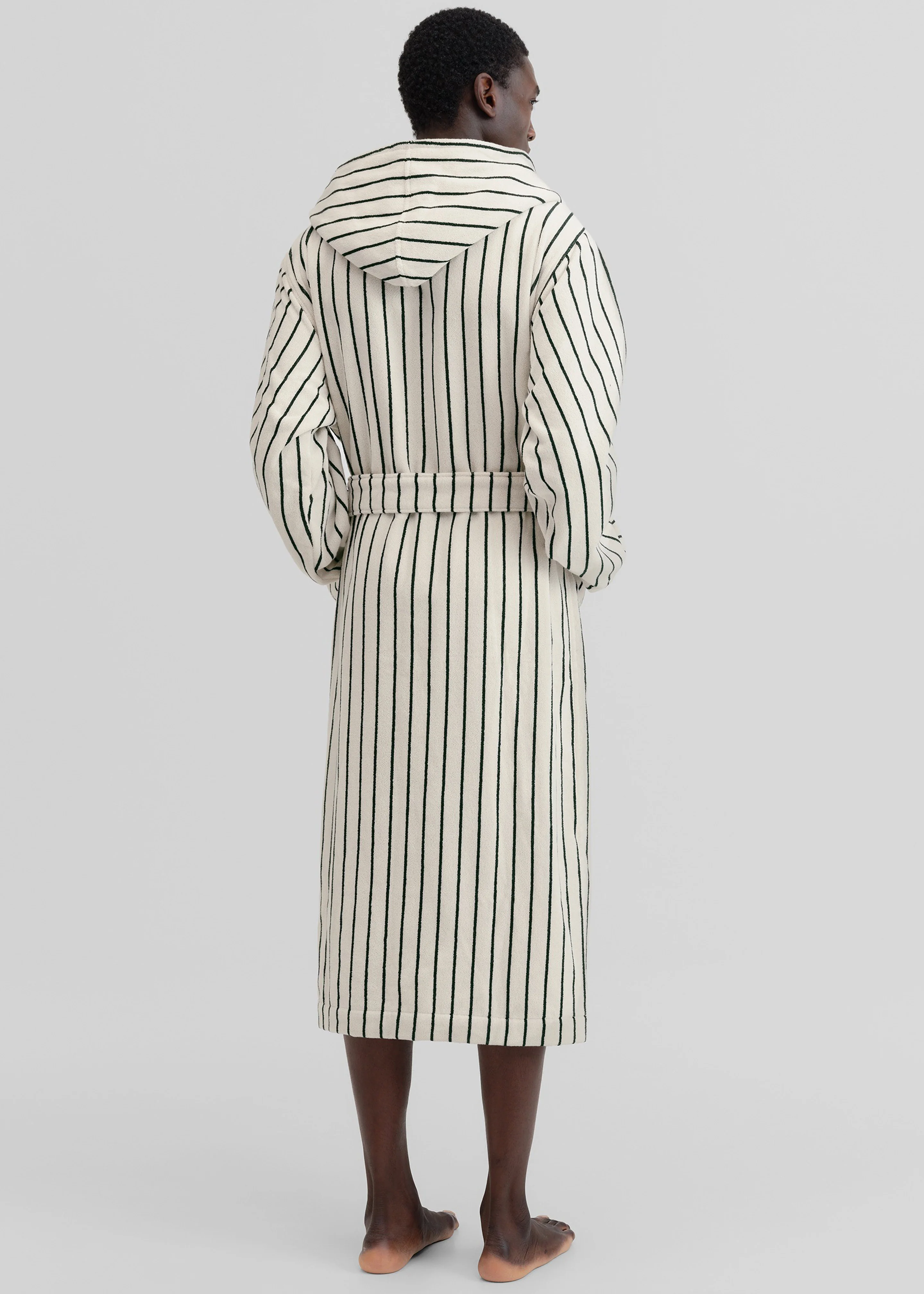 Tekla Hooded Bathrobe - Racing Green Stripes - Image 10