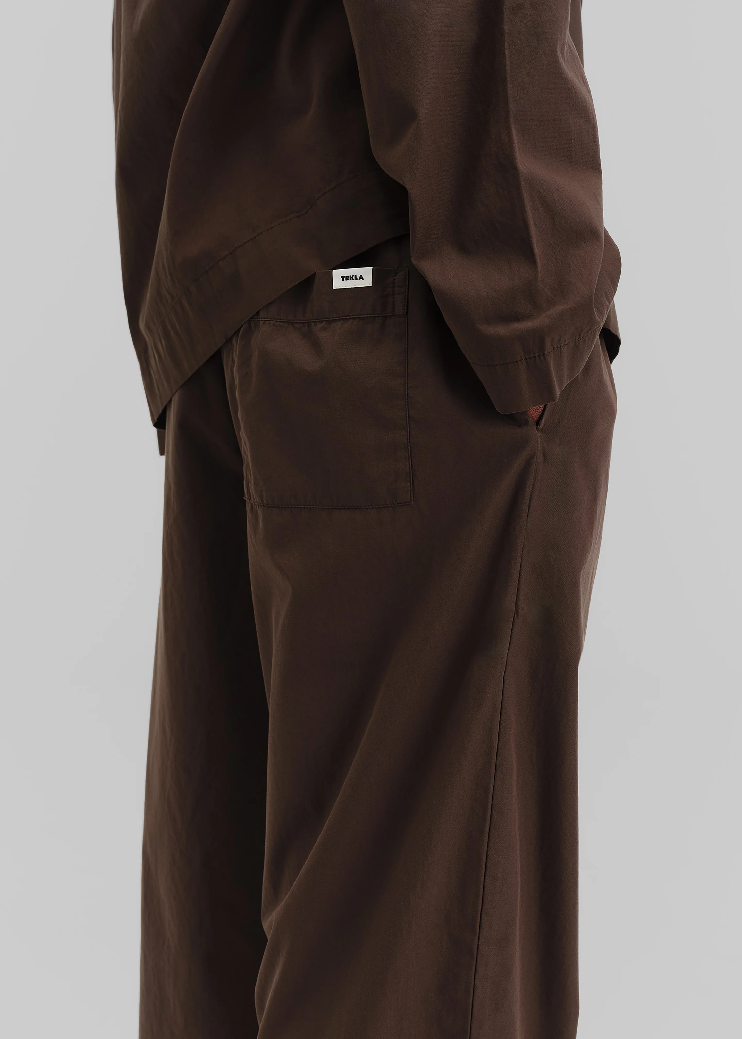 Tekla Poplin Pyjama Pants - Coffee - Image 2