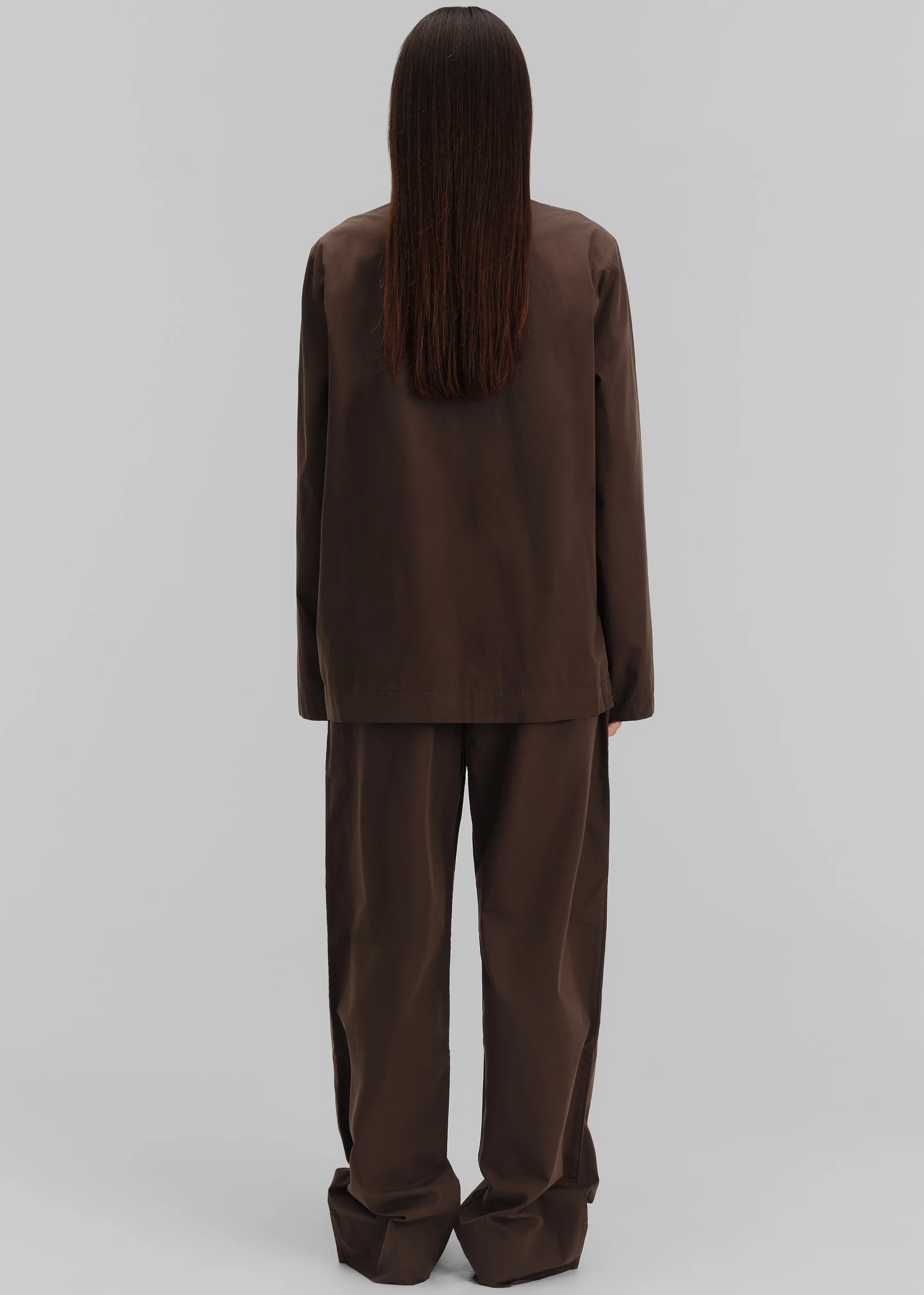 Tekla Poplin Pyjama Pants - Coffee - Image 5