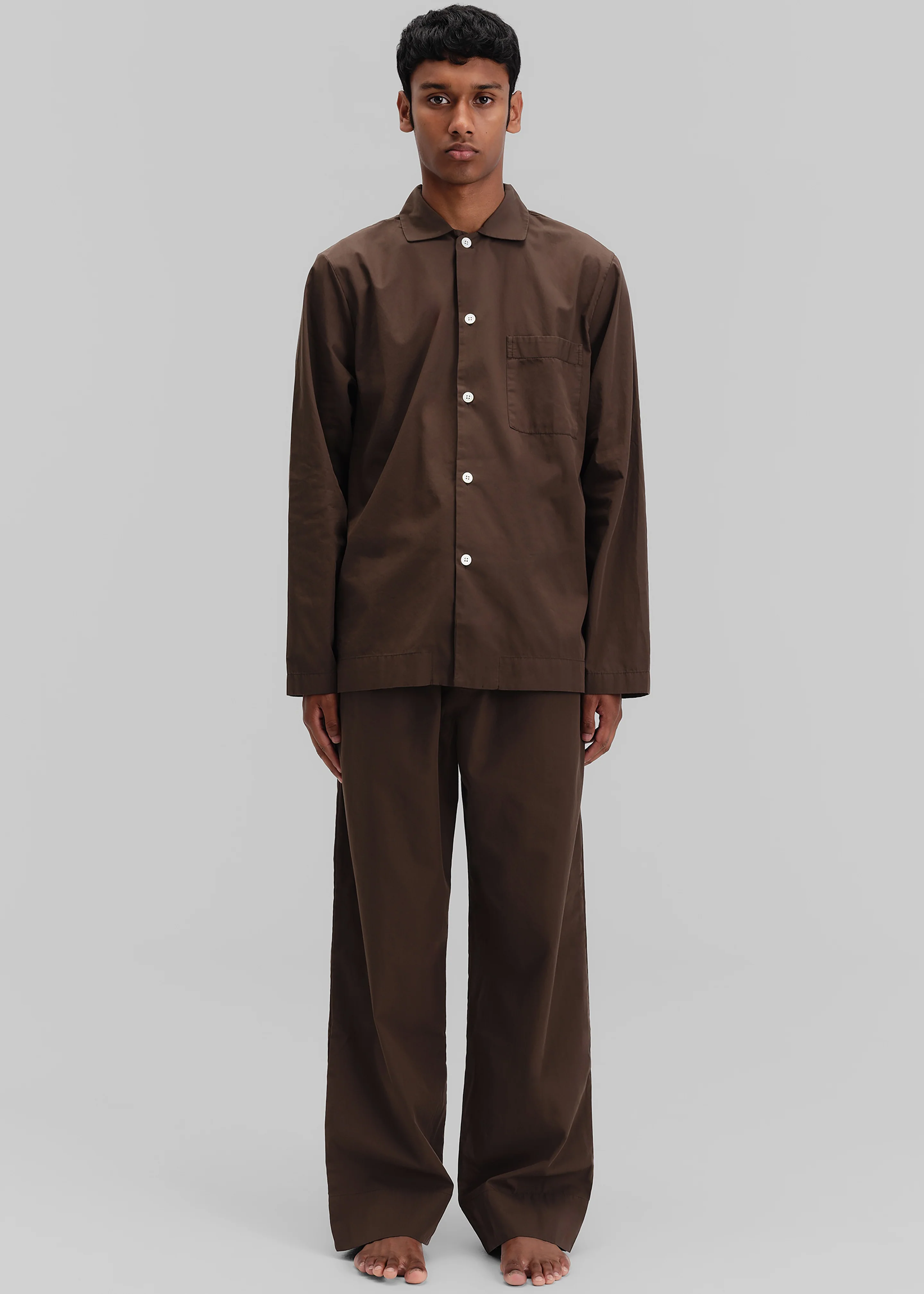 Tekla Poplin Pyjama Pants - Coffee - Image 6