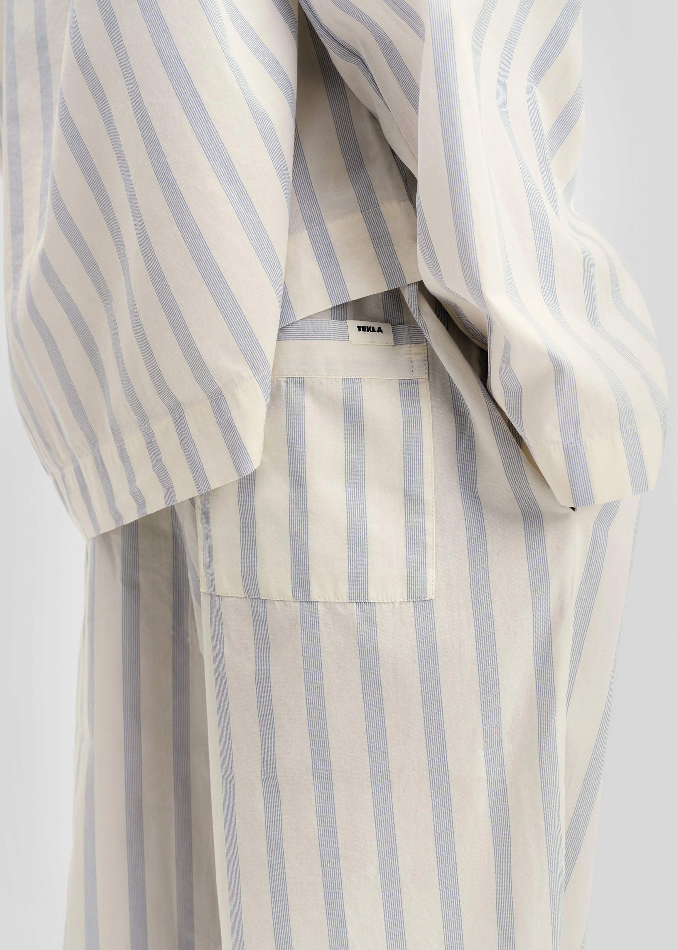 Tekla Poplin Pyjama Pants - Needle Stripes - Image 2