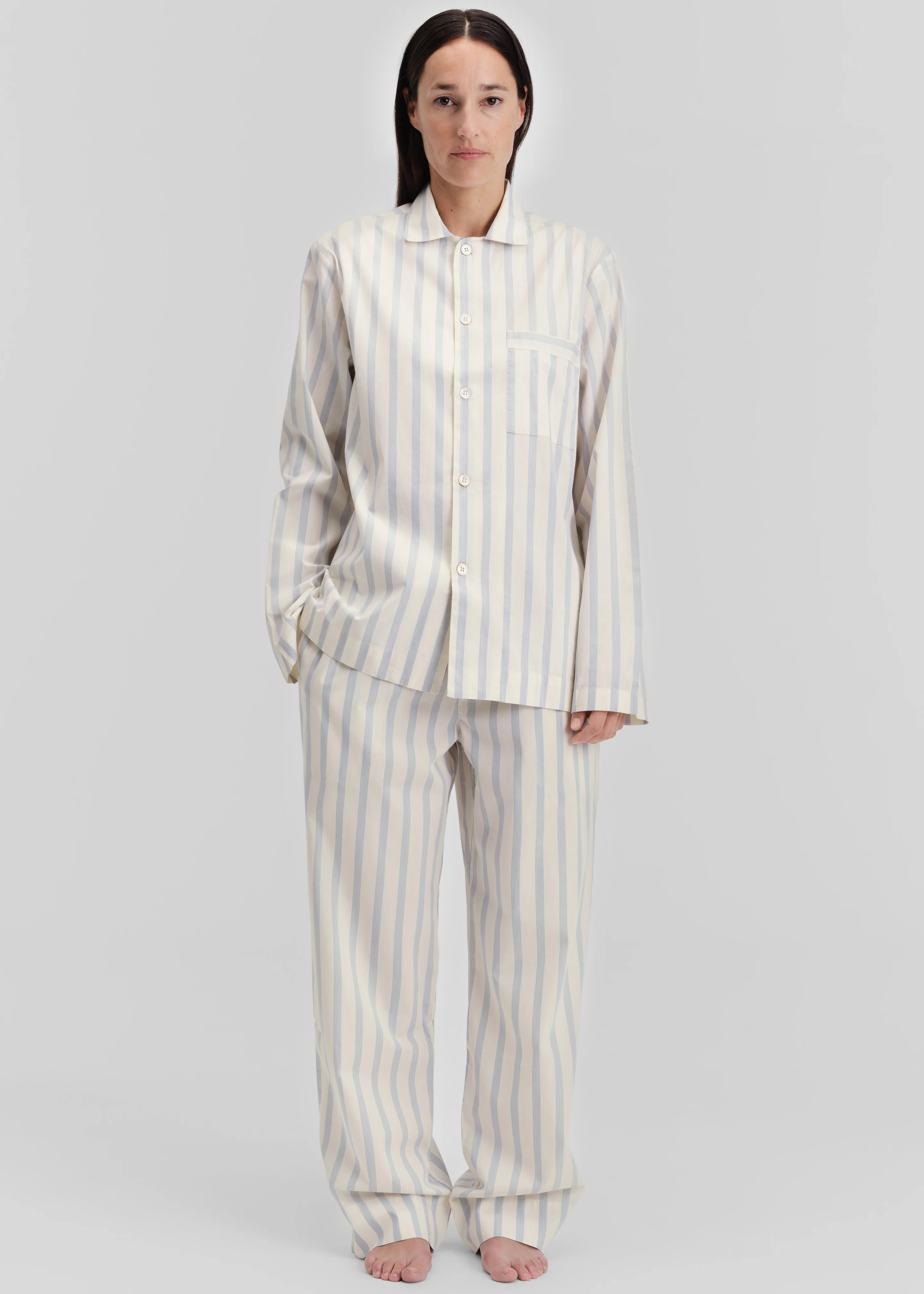 Tekla Poplin Pyjama Pants - Needle Stripes - Image 3
