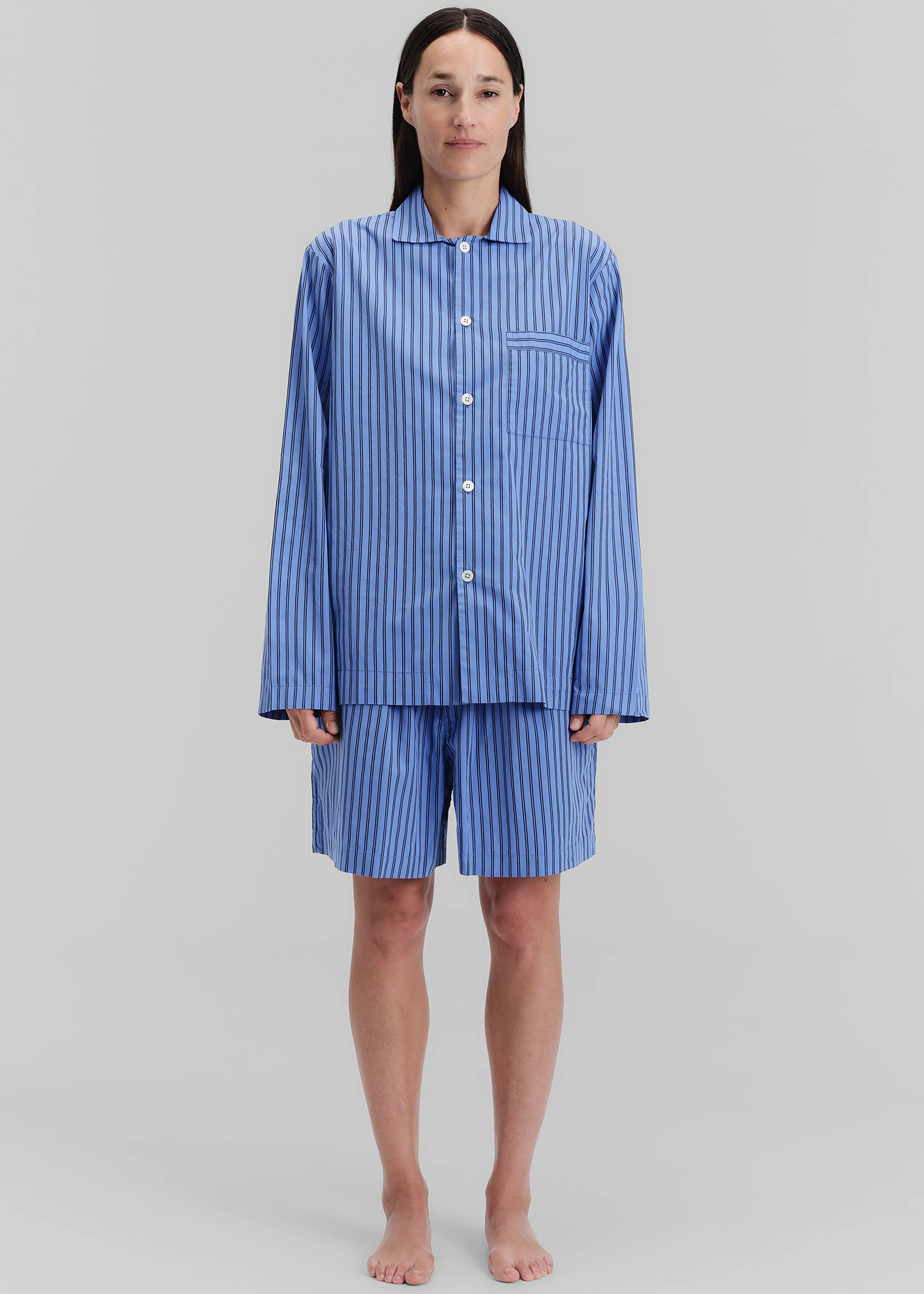 Tekla Poplin Pyjama Shirt - Boro Stripes - Image 3