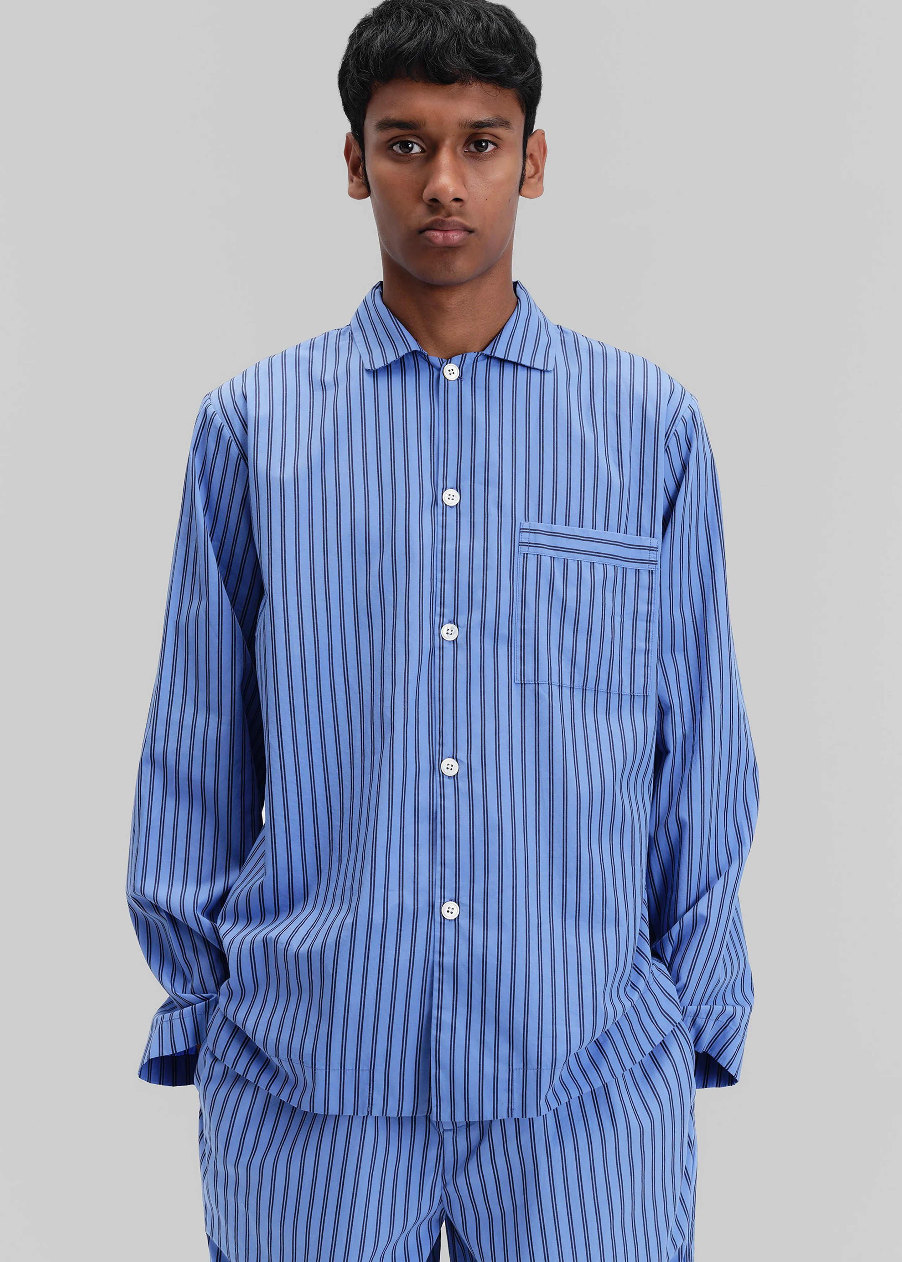 Tekla Poplin Pyjama Shirt - Boro Stripes - Image 6
