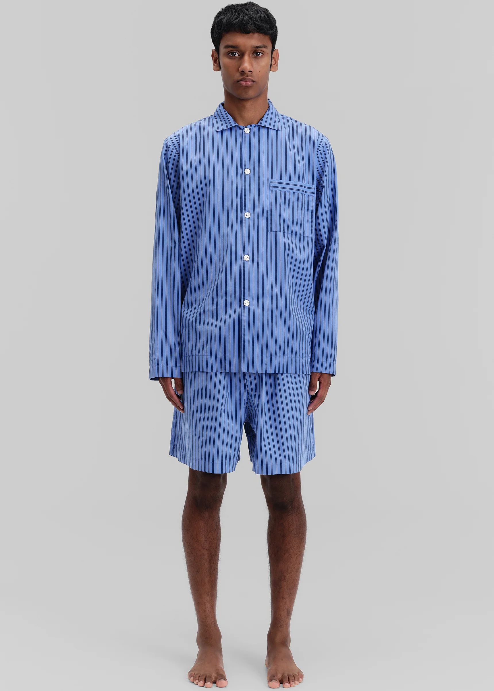 Tekla Poplin Pyjama Shirt - Boro Stripes - Image 7
