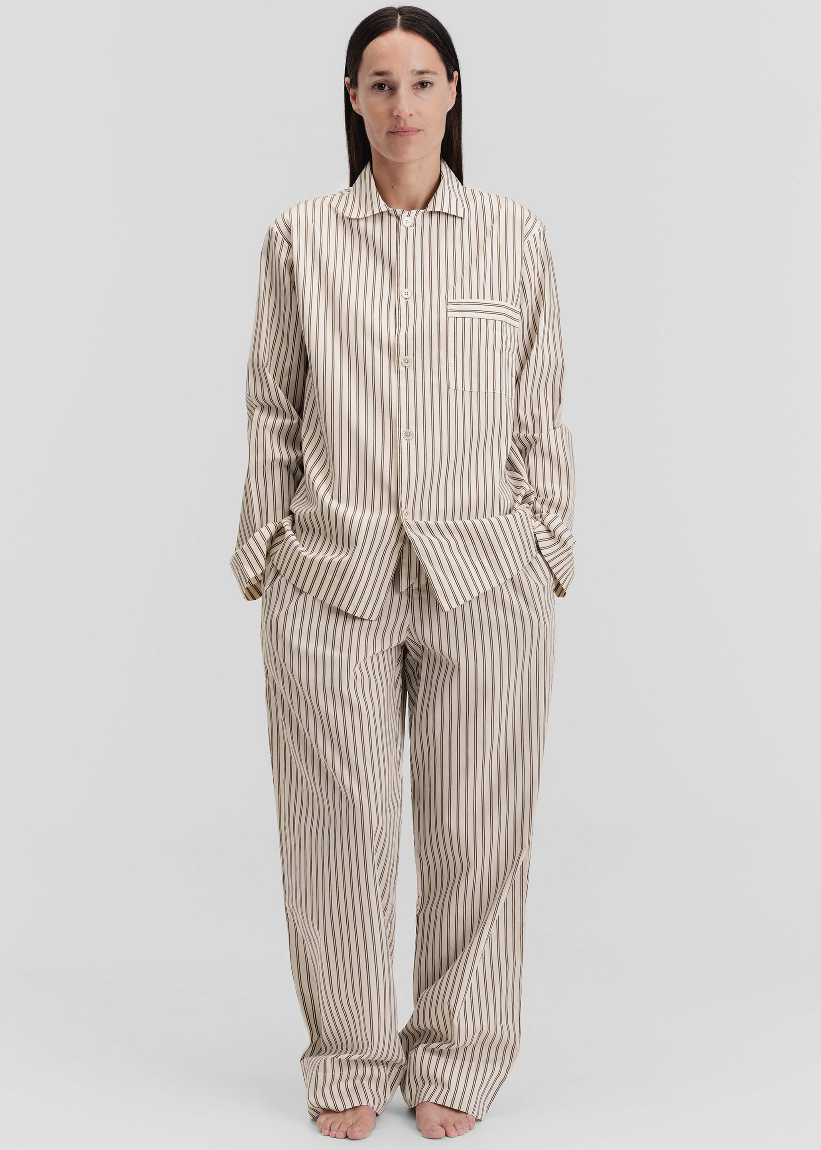 Tekla Poplin Pyjama Shirt - Hopper Stripes - Image 3