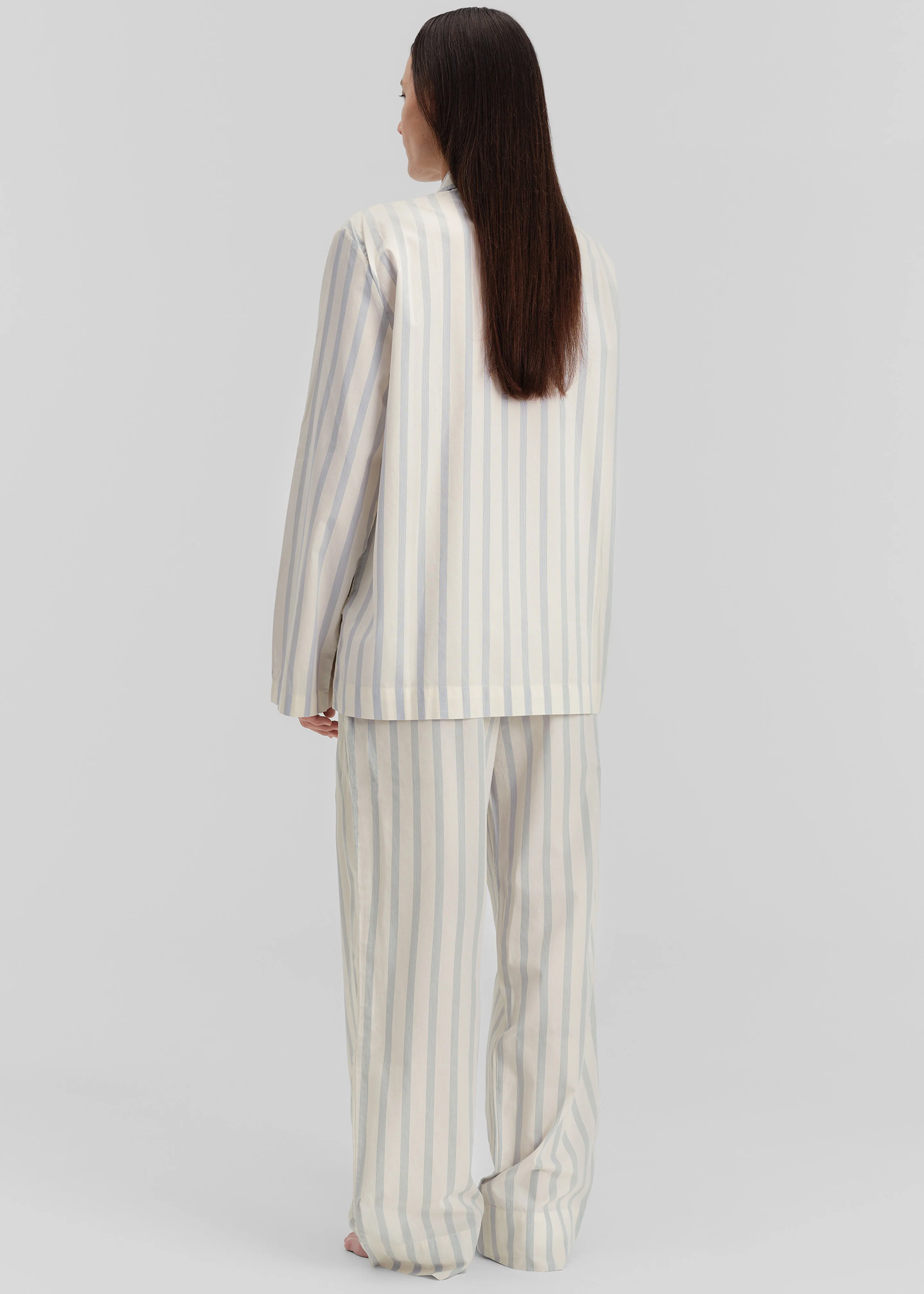 Tekla Poplin Pyjama Shirt - Needle Stripes - Image 6