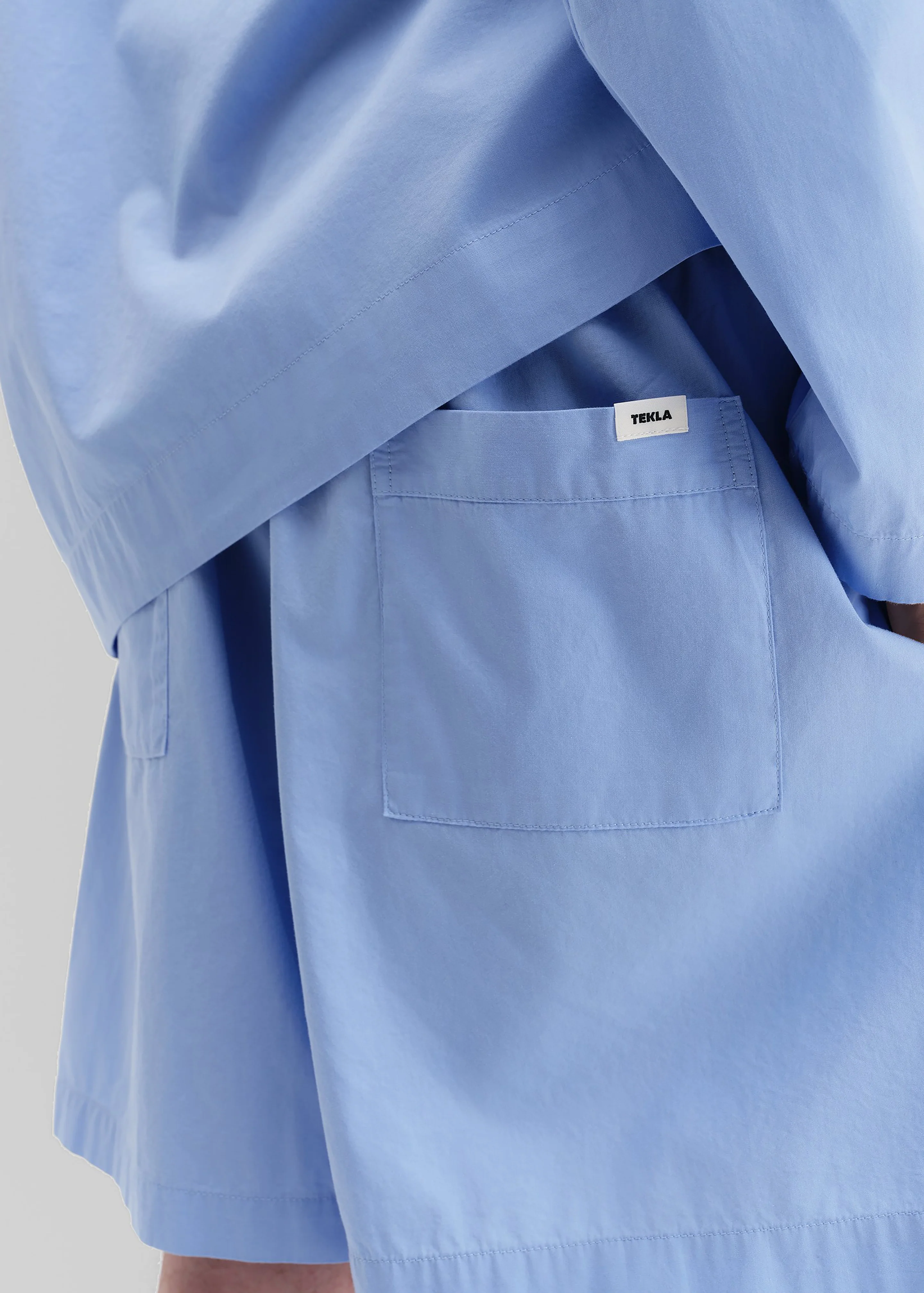 Tekla Poplin Pyjama Shorts - Cornflower Blue - Image 7