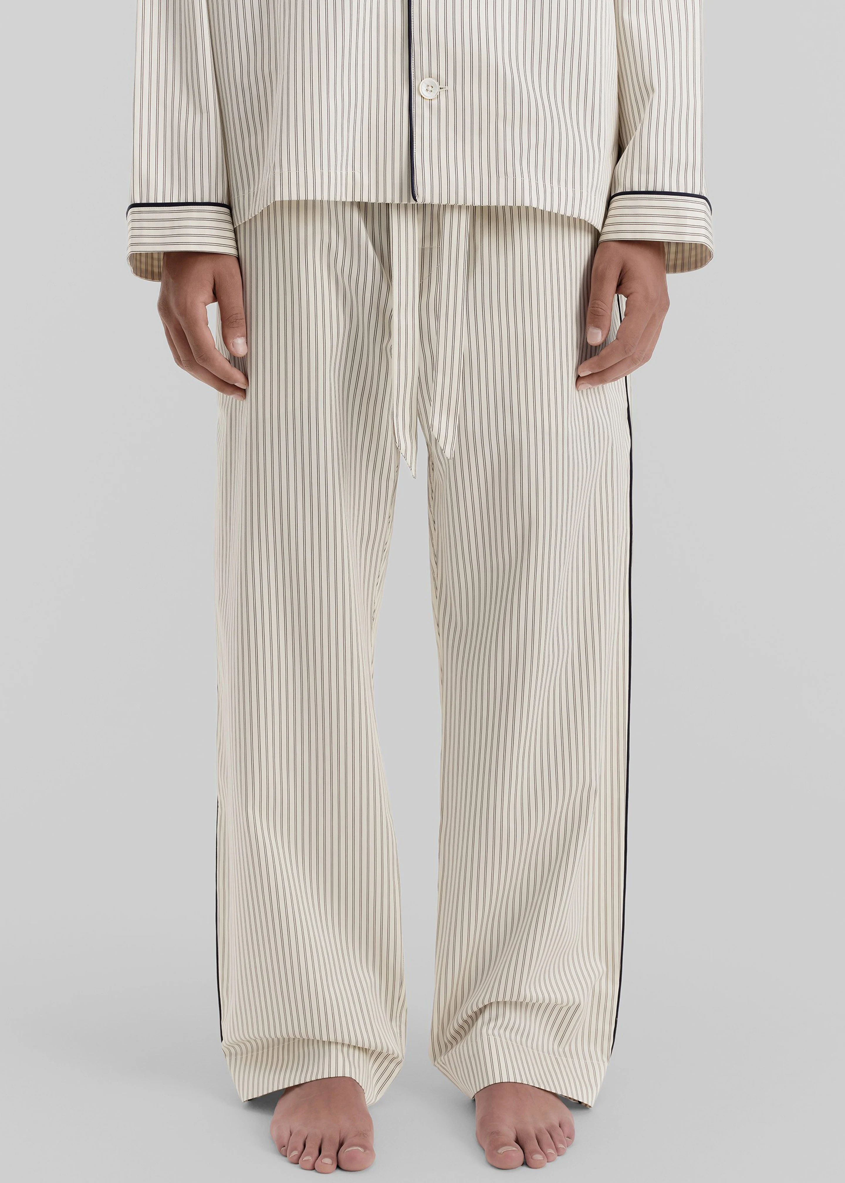 Tekla Sateen Pyjama Pants - Brown Pinstripe - Image 5