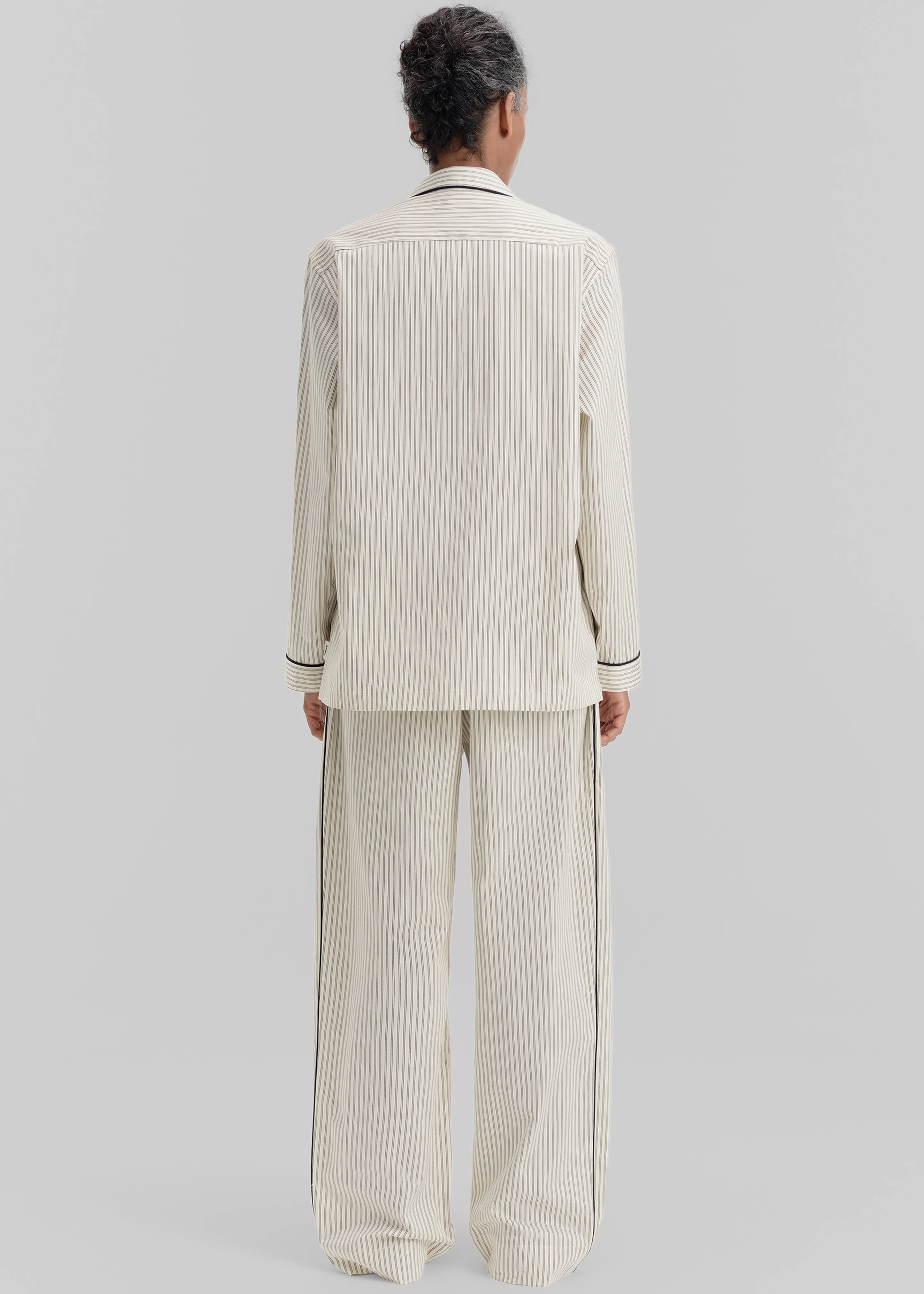 Tekla Sateen Pyjama Pants - Brown Pinstripe - Image 6