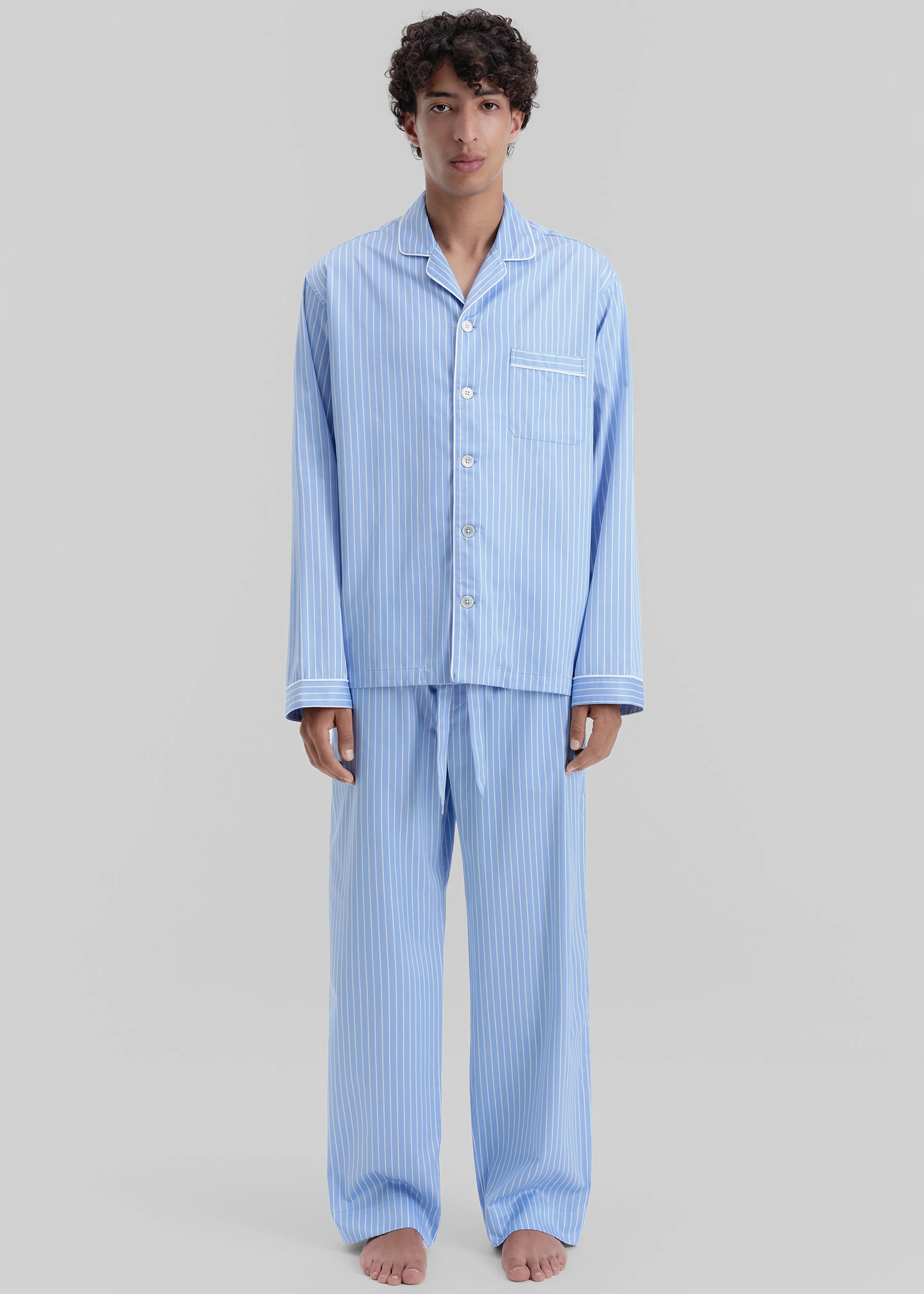 Tekla Sateen Pyjama Pants - Polo Stripes - Image 4
