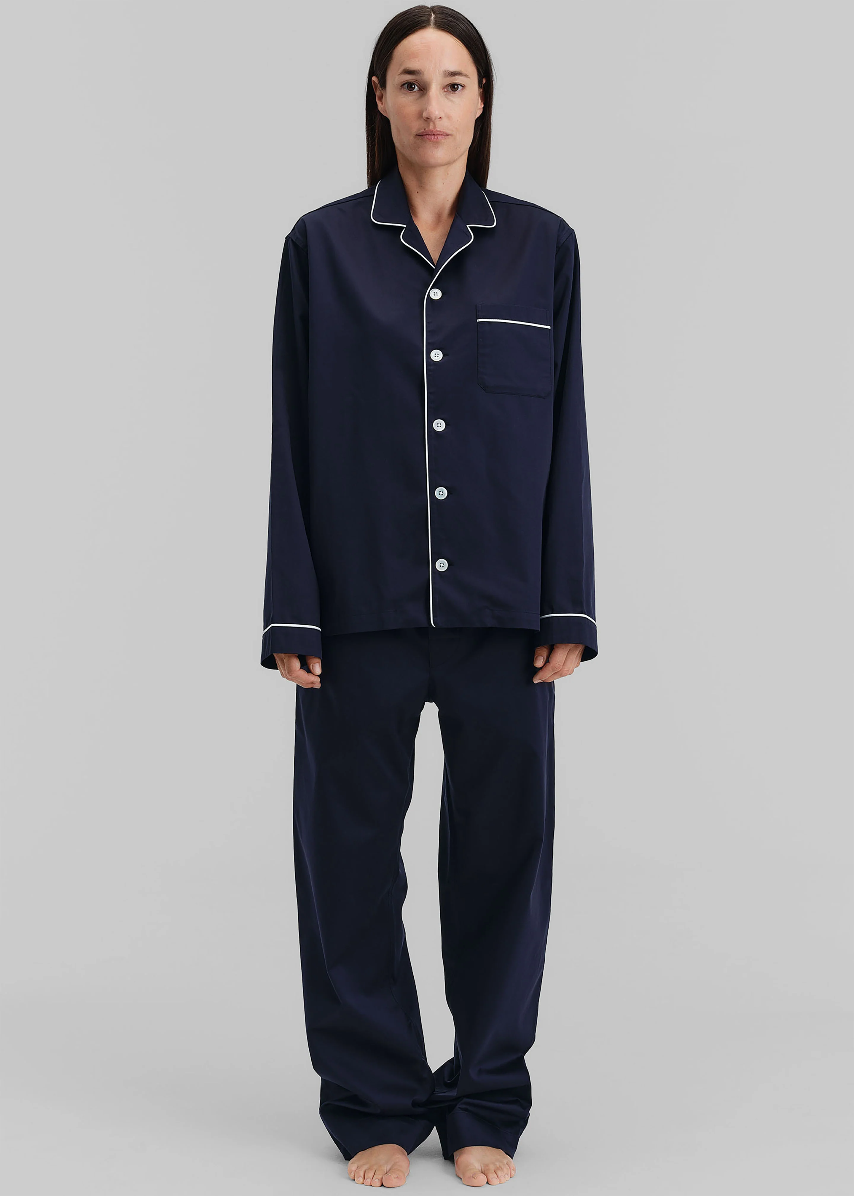 Tekla Sateen Pyjama Shirt - Chelsea - Image 4