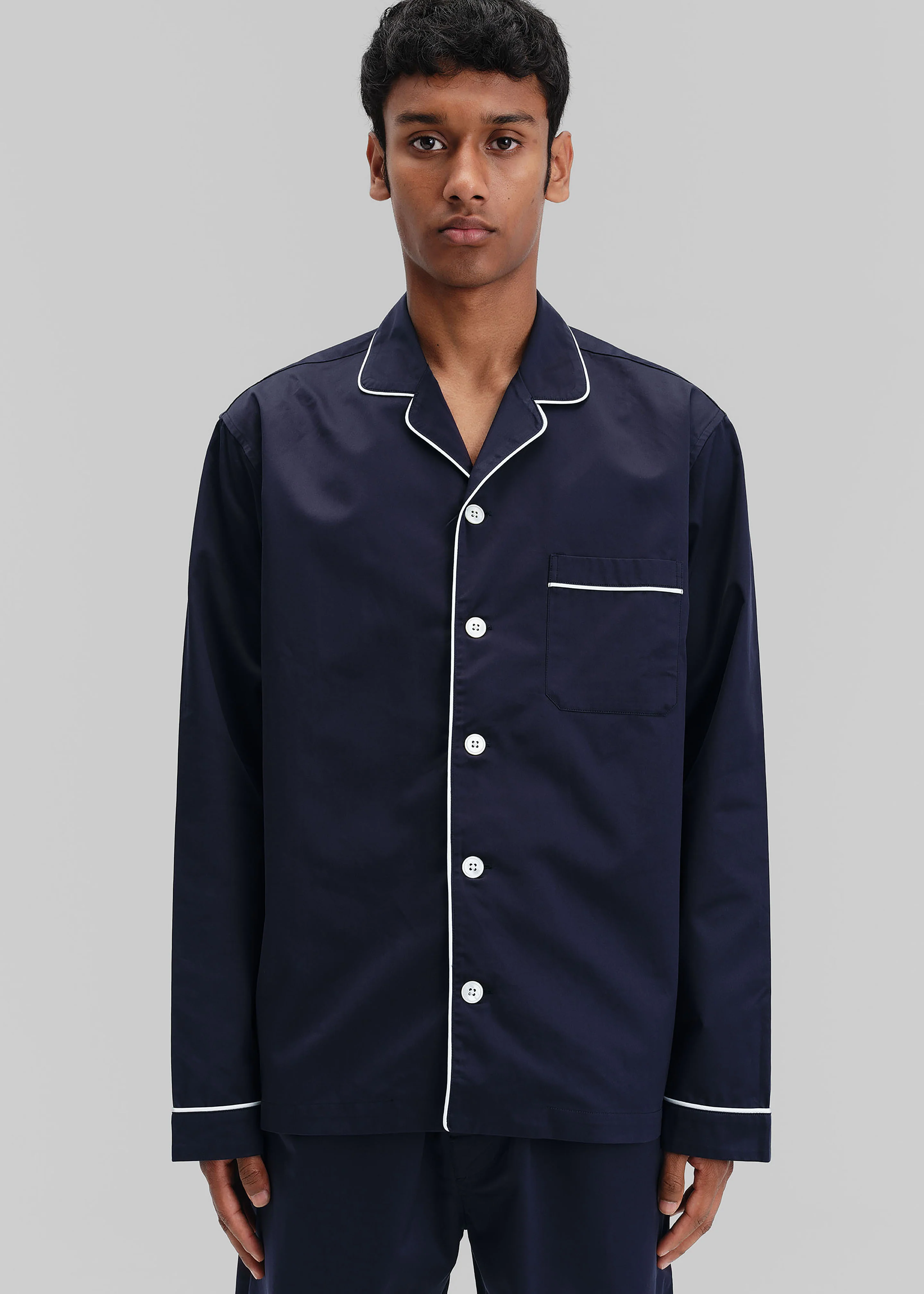 Tekla Sateen Pyjama Shirt - Chelsea - Image 8