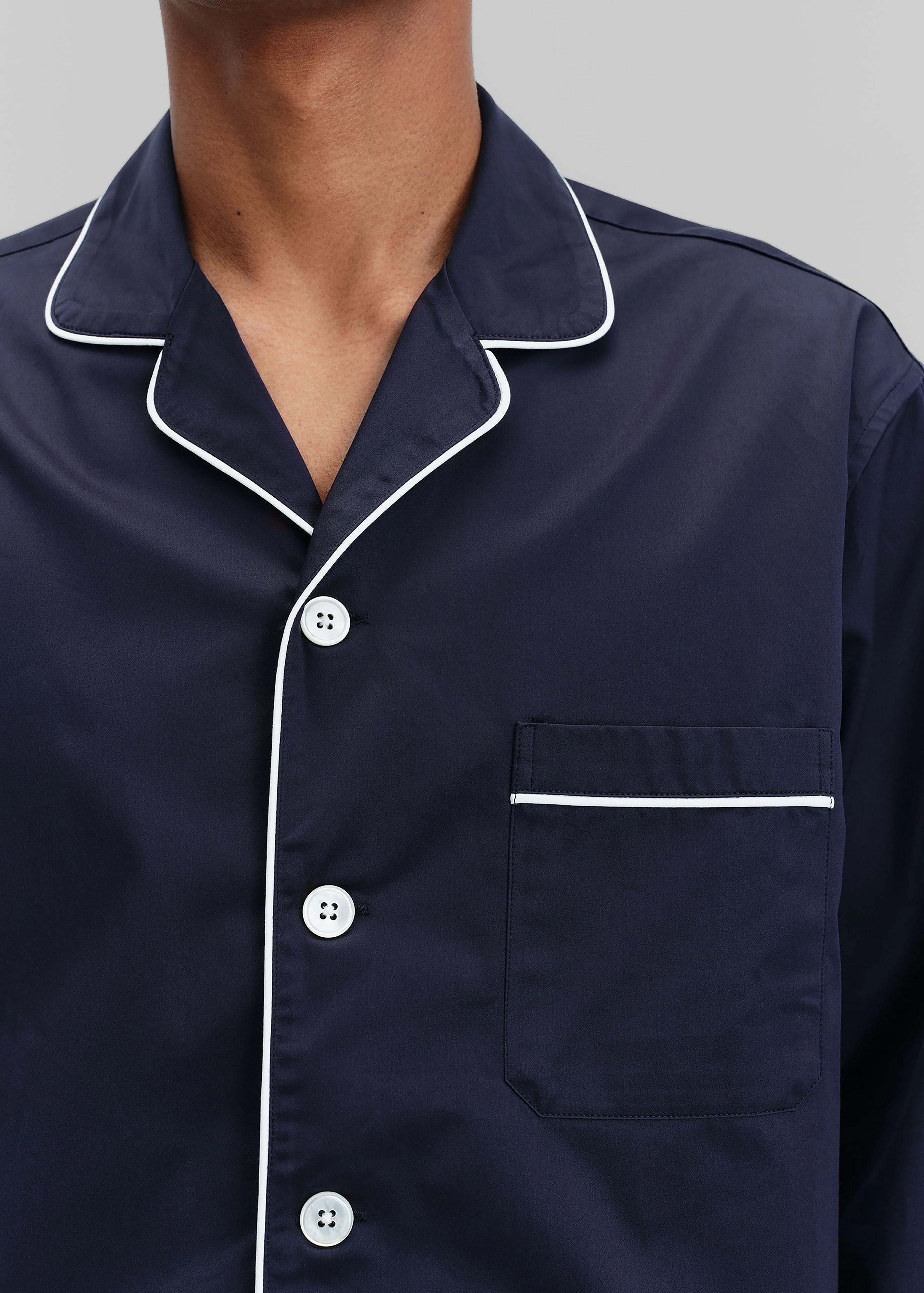 Tekla Sateen Pyjama Shirt - Chelsea - Image 9