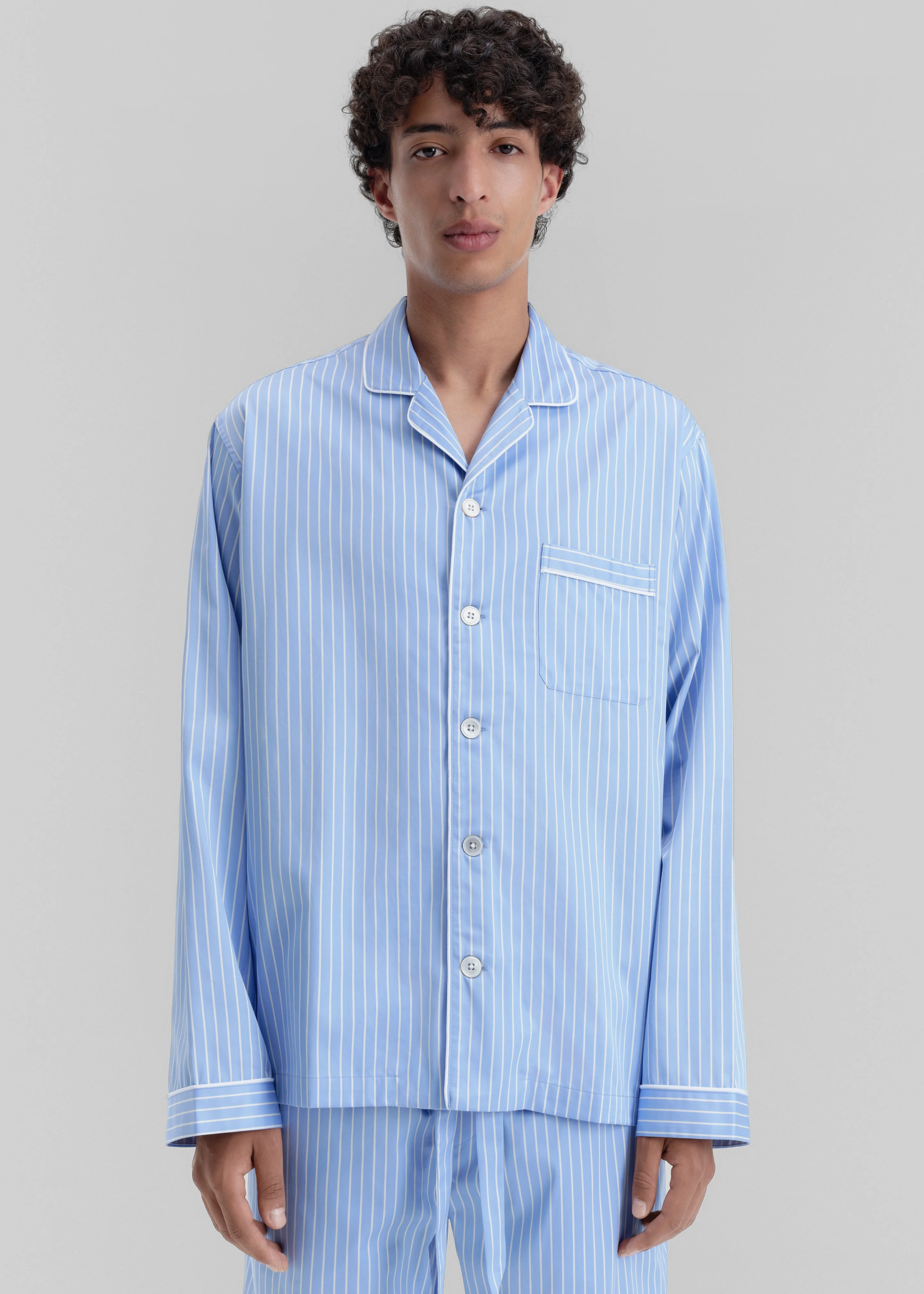 Tekla Sateen Pyjama Shirt - Polo Stripes - Image 4