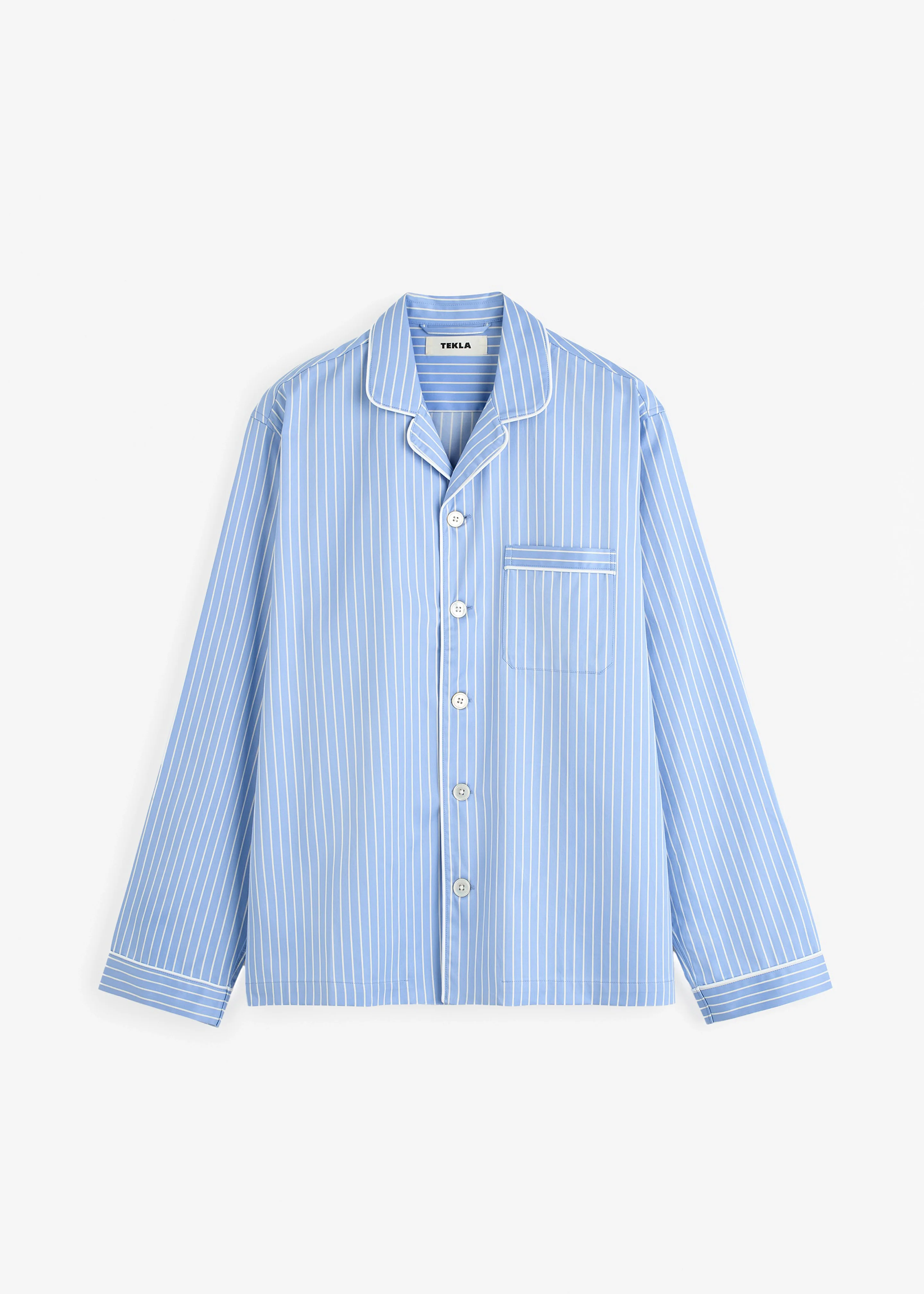 Tekla Sateen Pyjama Shirt - Polo Stripes - Image 7