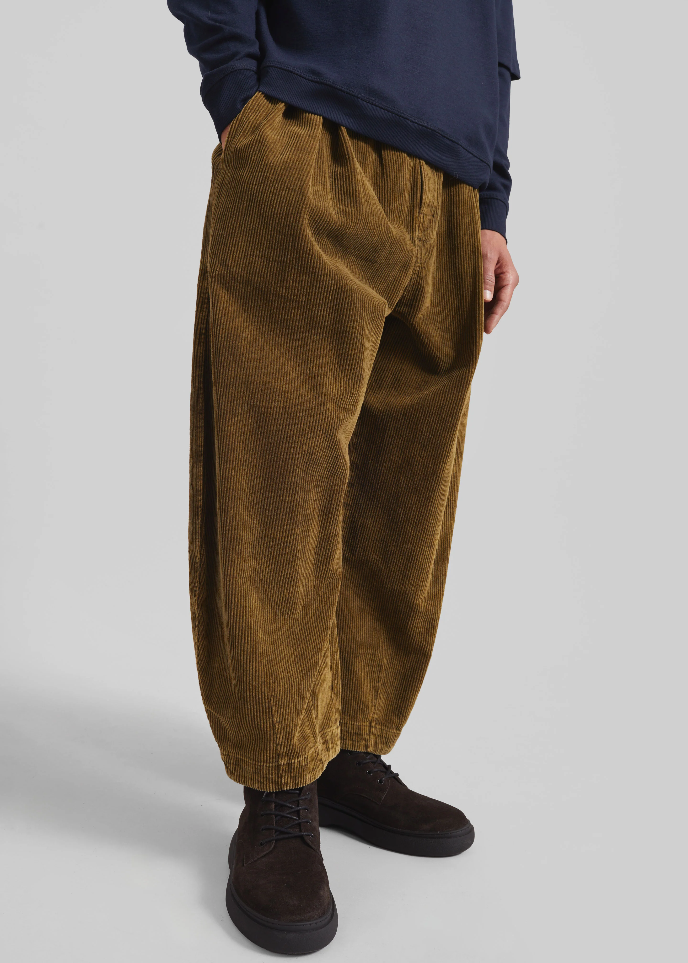 Telfer Corduroy Balloon Pants - Dark Olive - Image 2