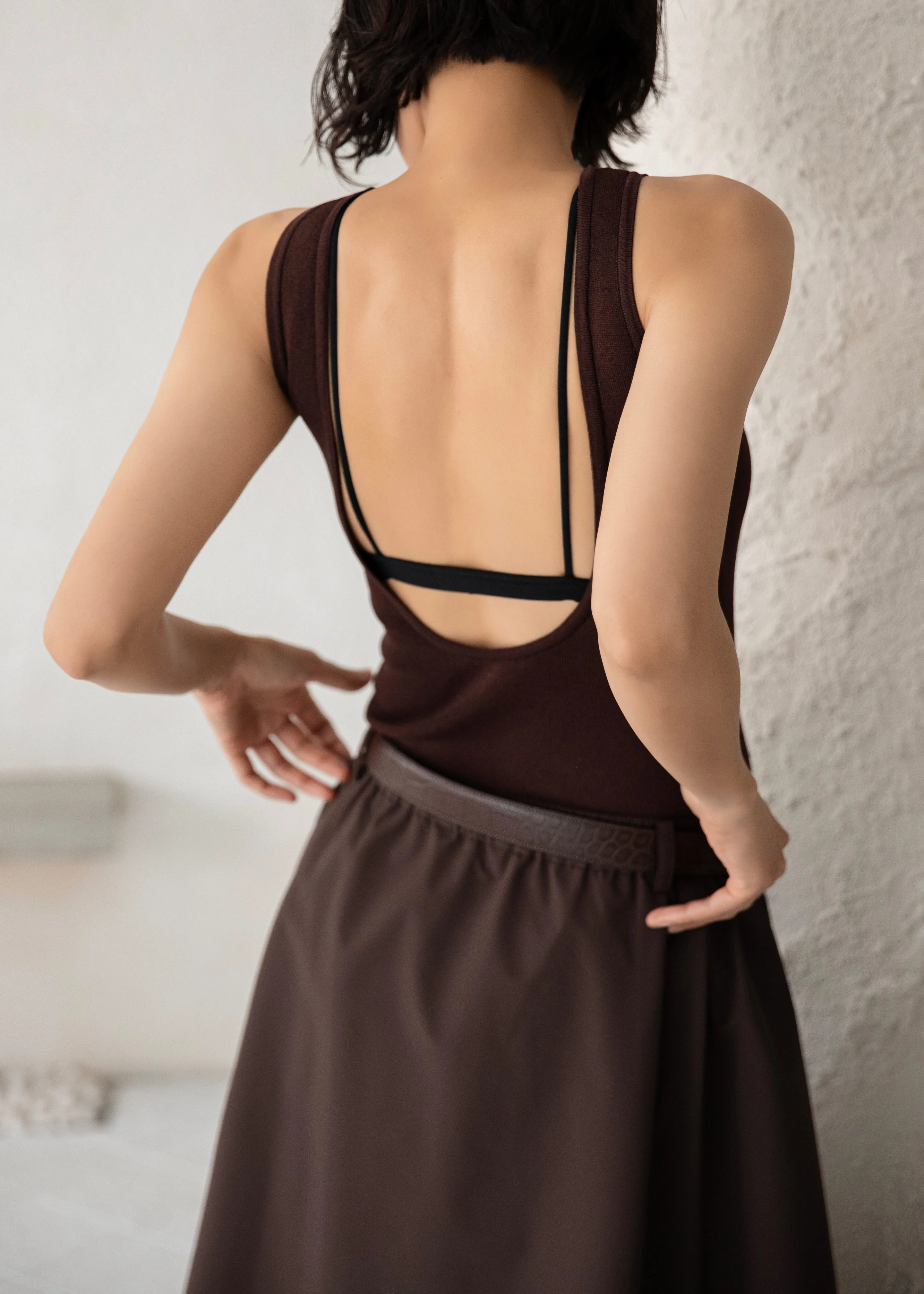 Temse Backless Knit Top - Burgundy - Image 3
