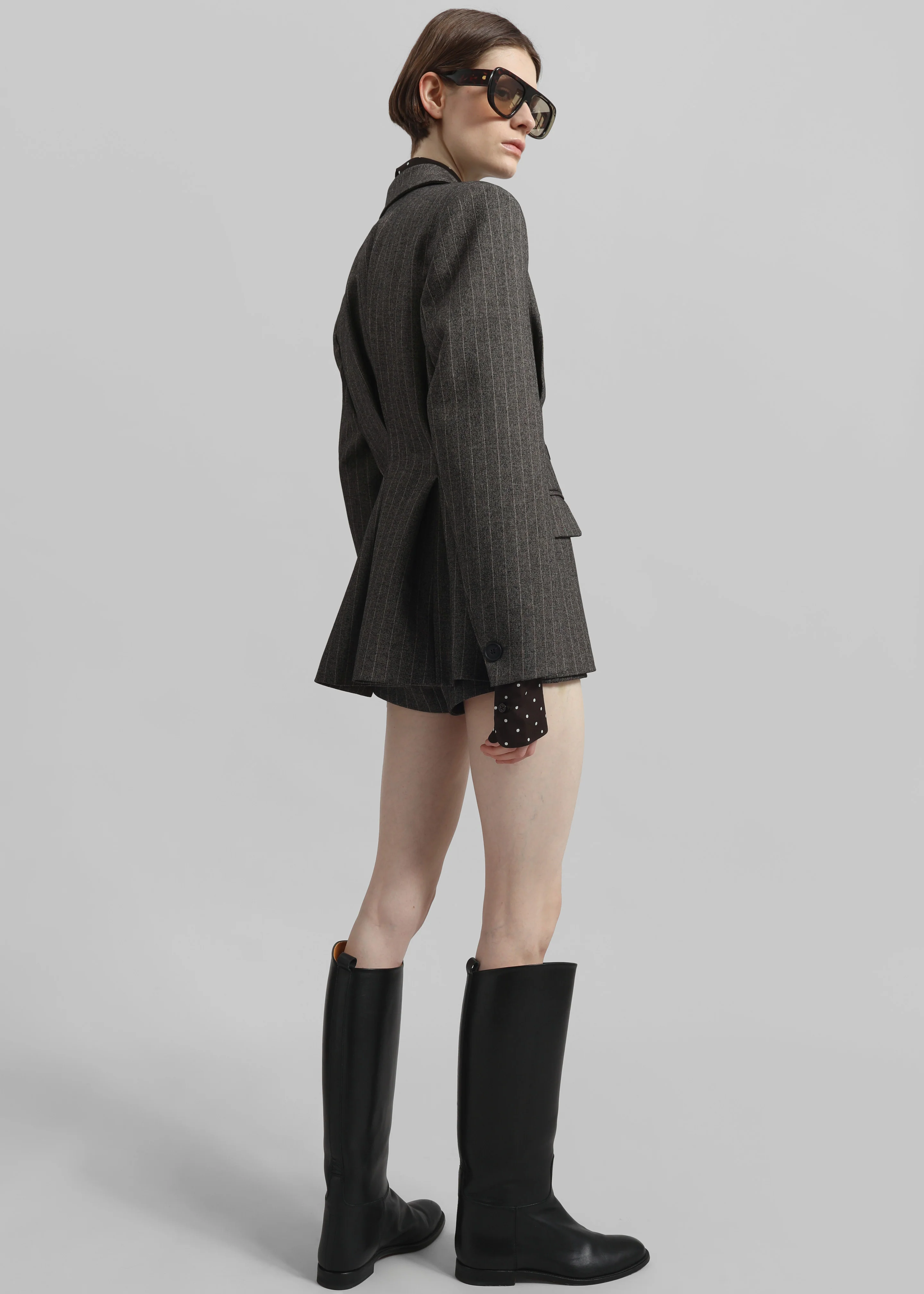Tenby Striped Cinched Blazer - Brown Melange - Image 8