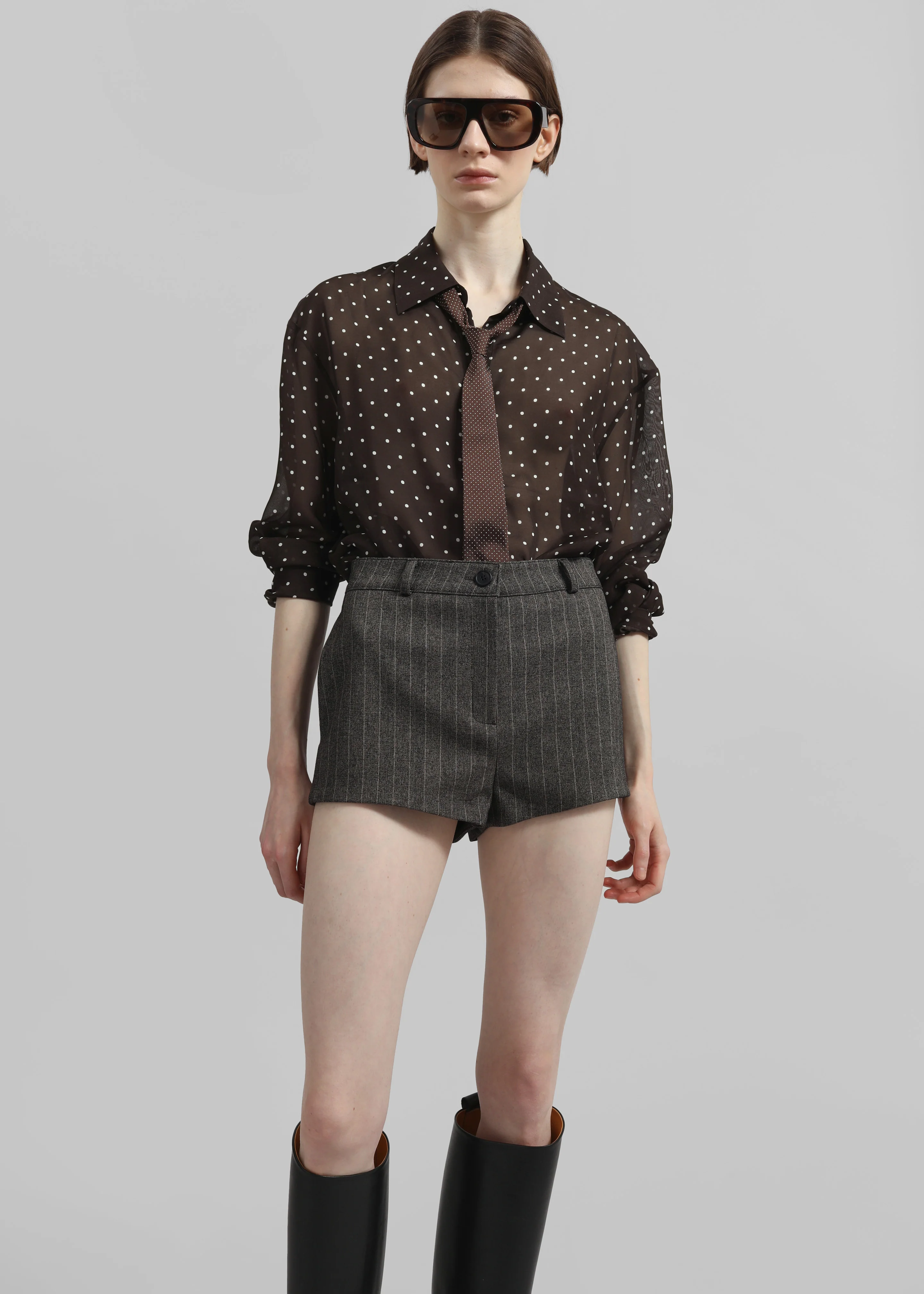 Tenby Striped Hot Pants - Brown Melange - Image 5