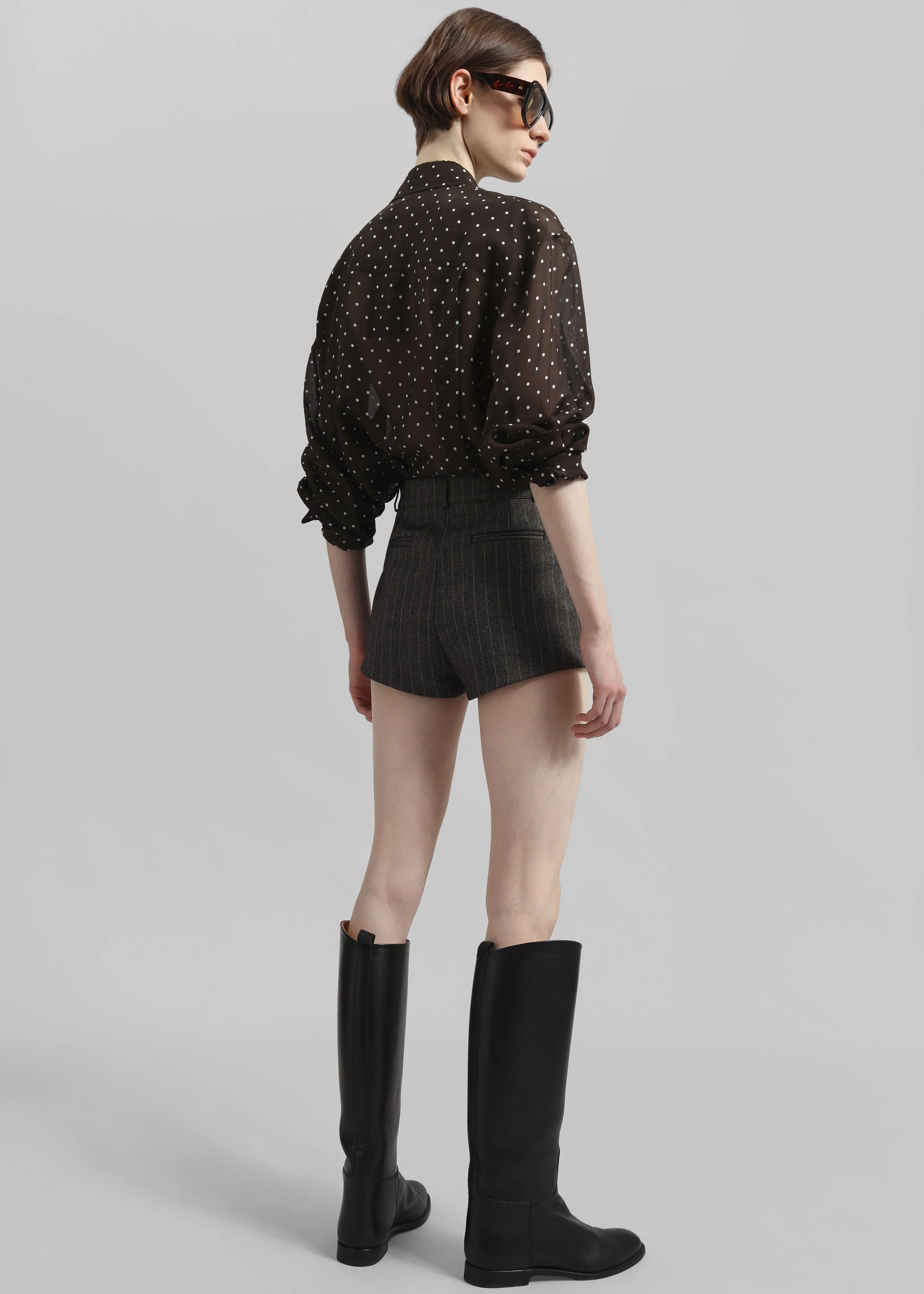 Tenby Striped Hot Pants - Brown Melange - Image 7