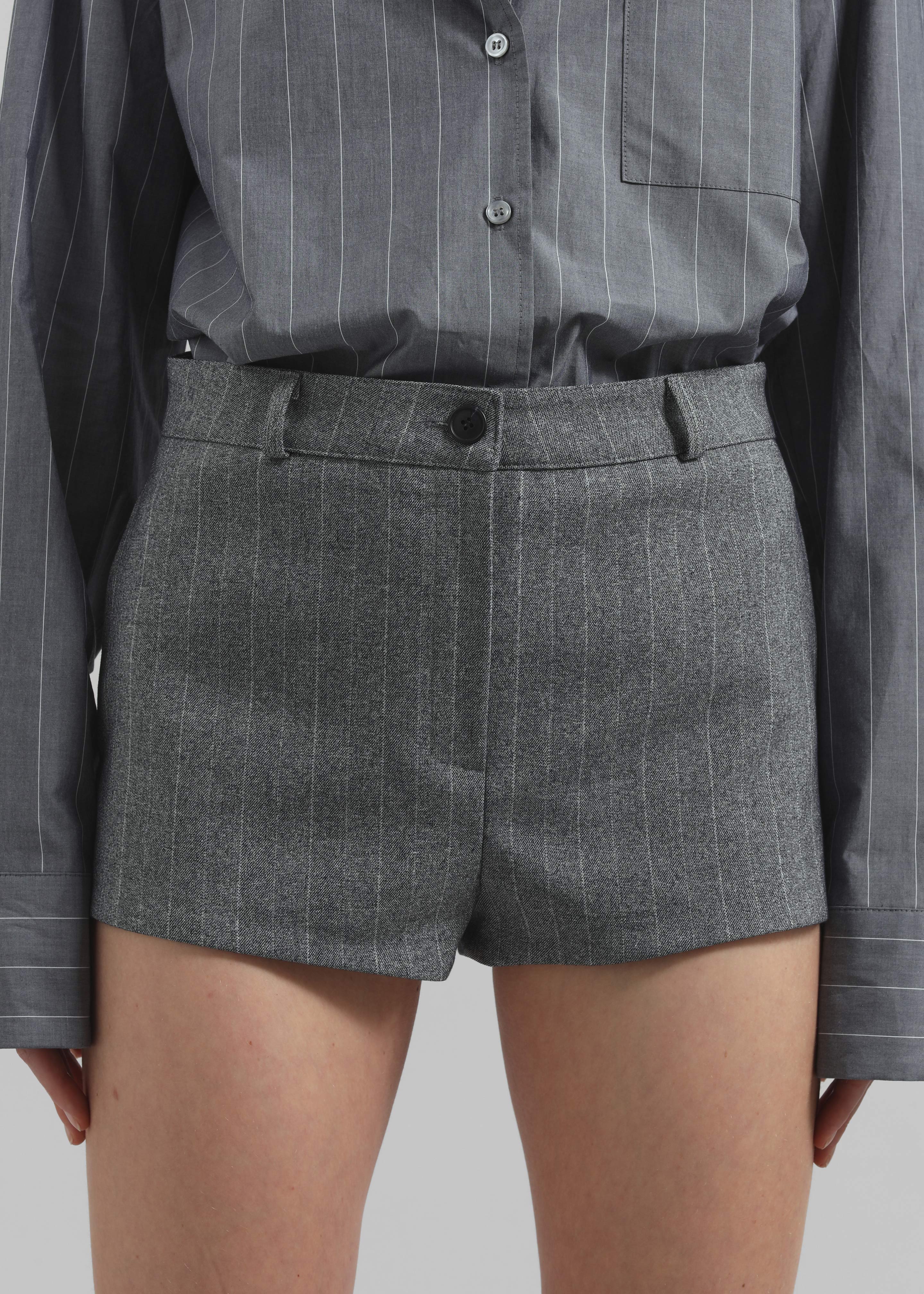 Tenby Striped Hot Pants - Grey Melange - Image 4