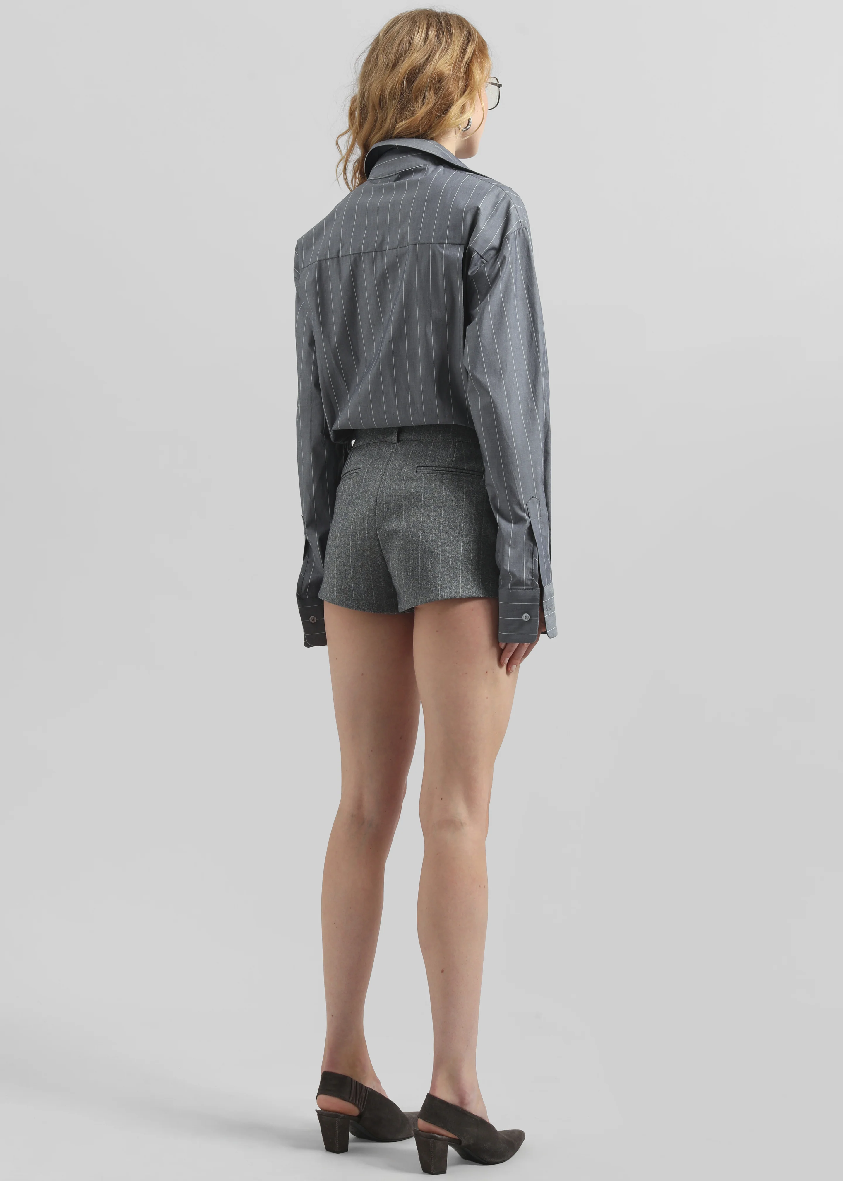 Tenby Striped Hot Pants - Grey Melange - Image 8