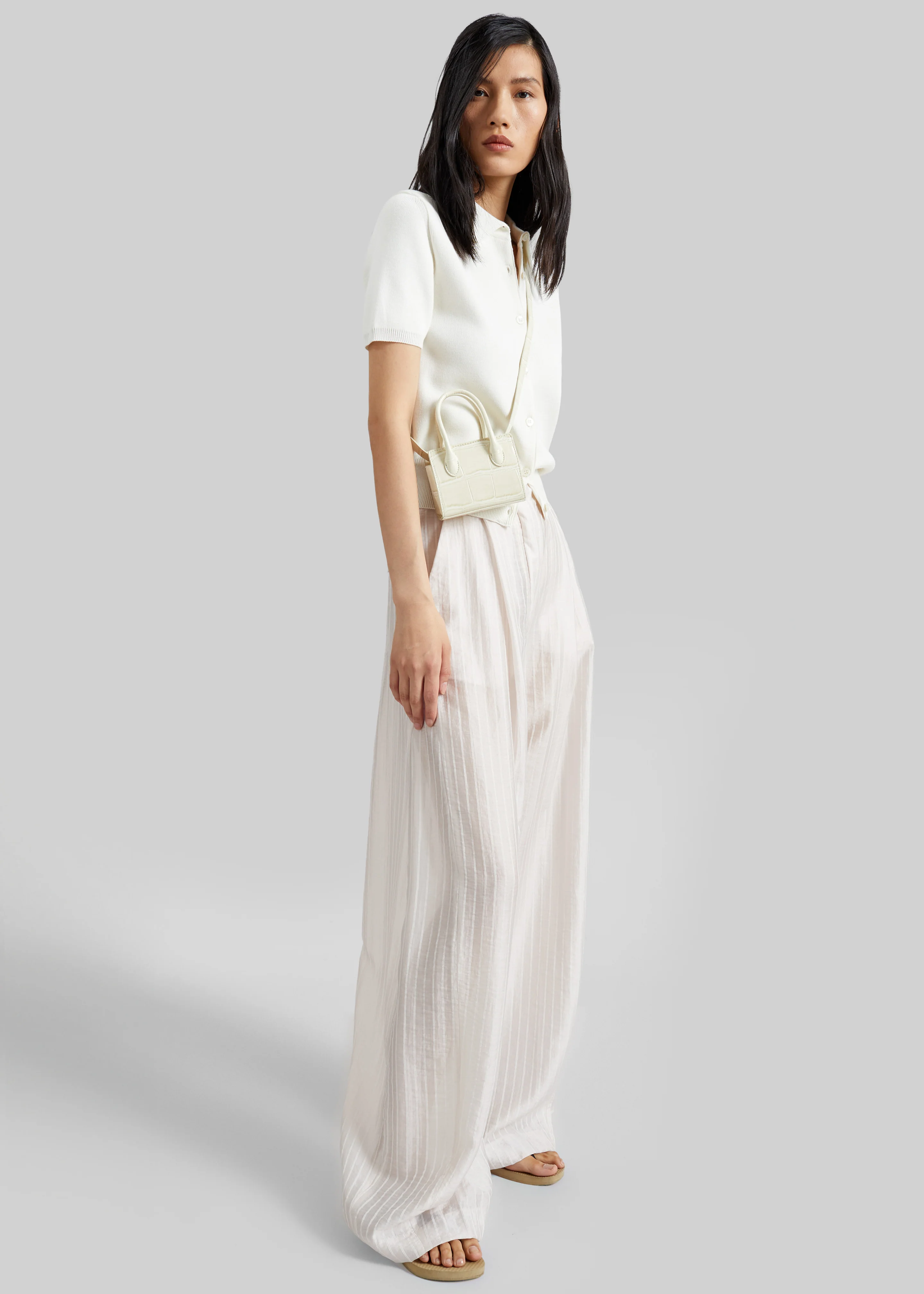 TheLatest Billie Striped Muslin Trousers - White - Image 3