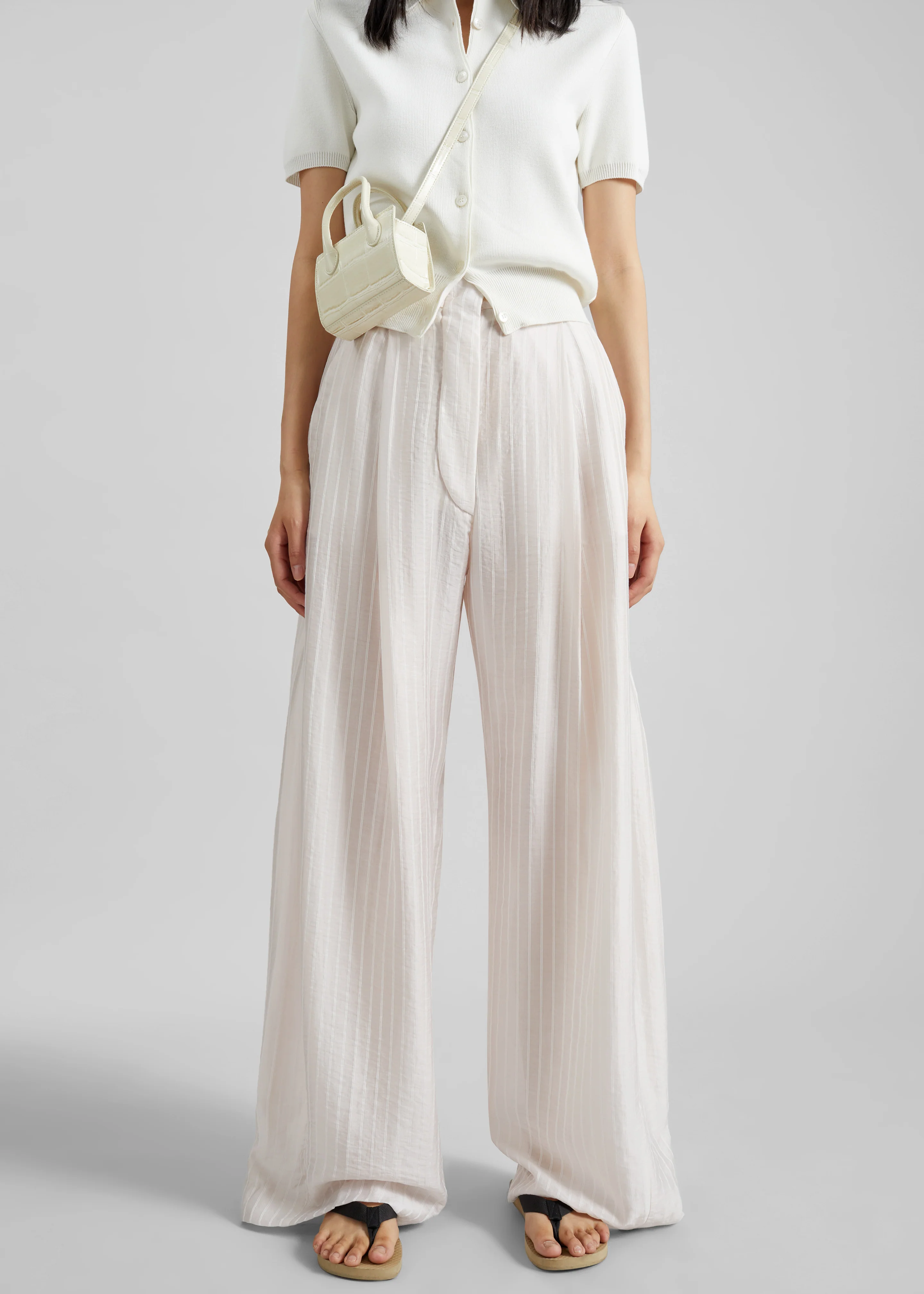 TheLatest Billie Striped Muslin Trousers - White - Image 5