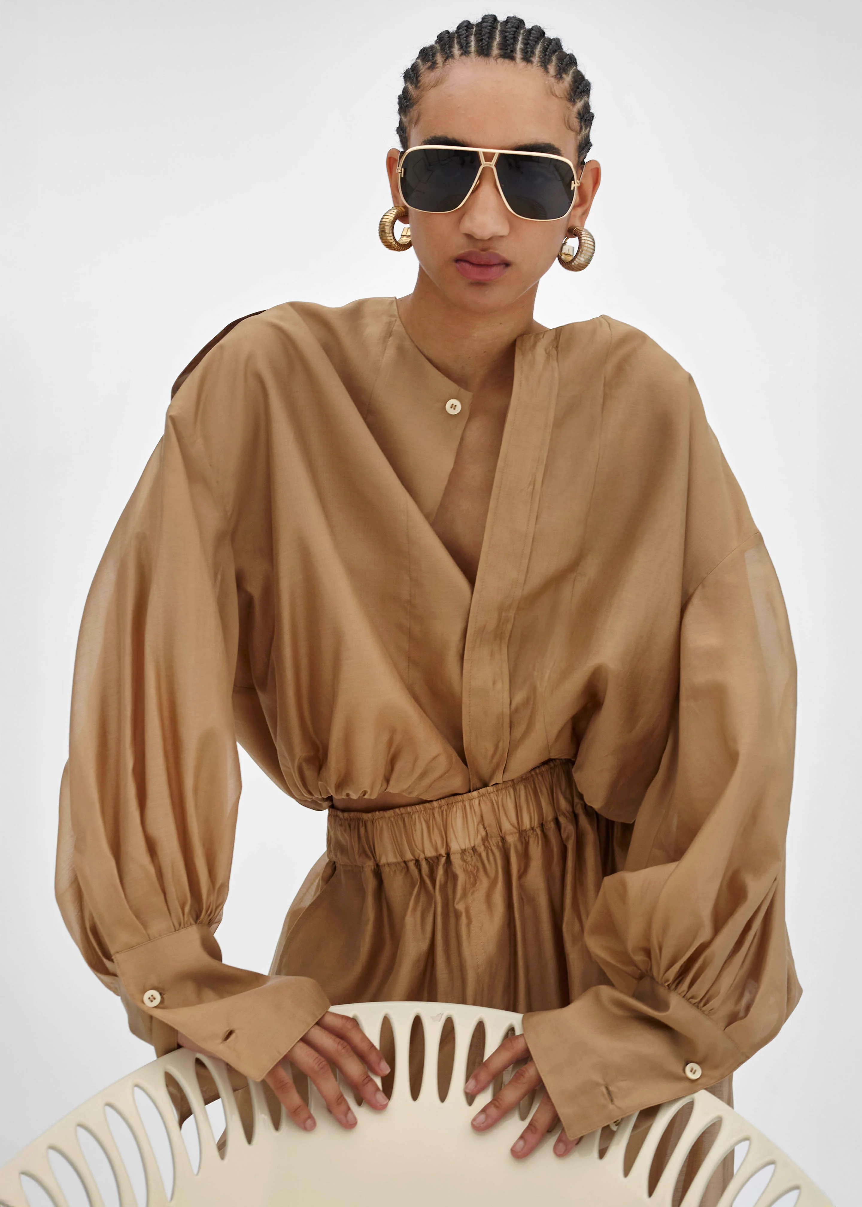 TheLatest Diana Light Muslin Shirt - Nude - Image 7