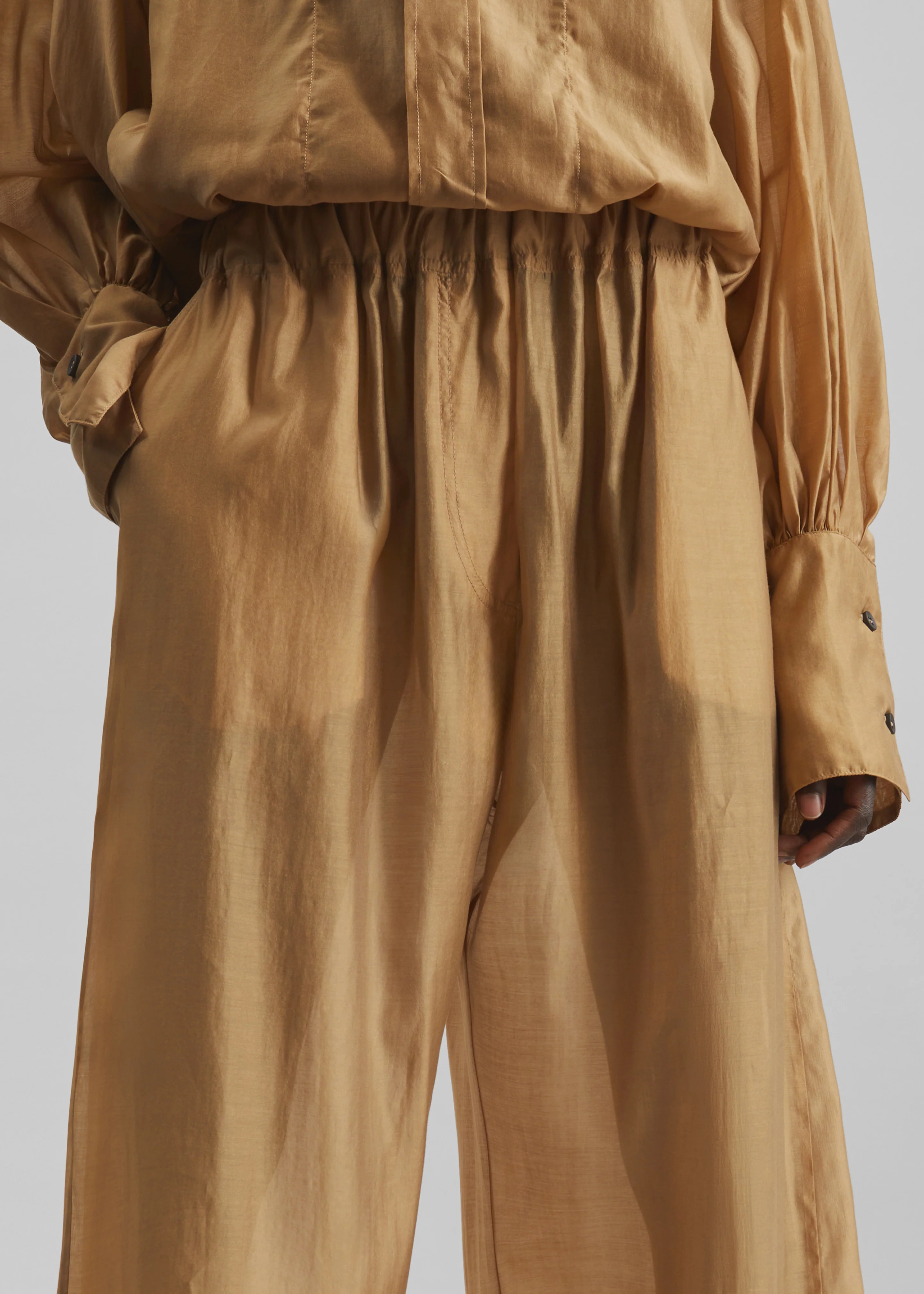 TheLatest Dora Light Muslin Trousers - Nude - Image 3