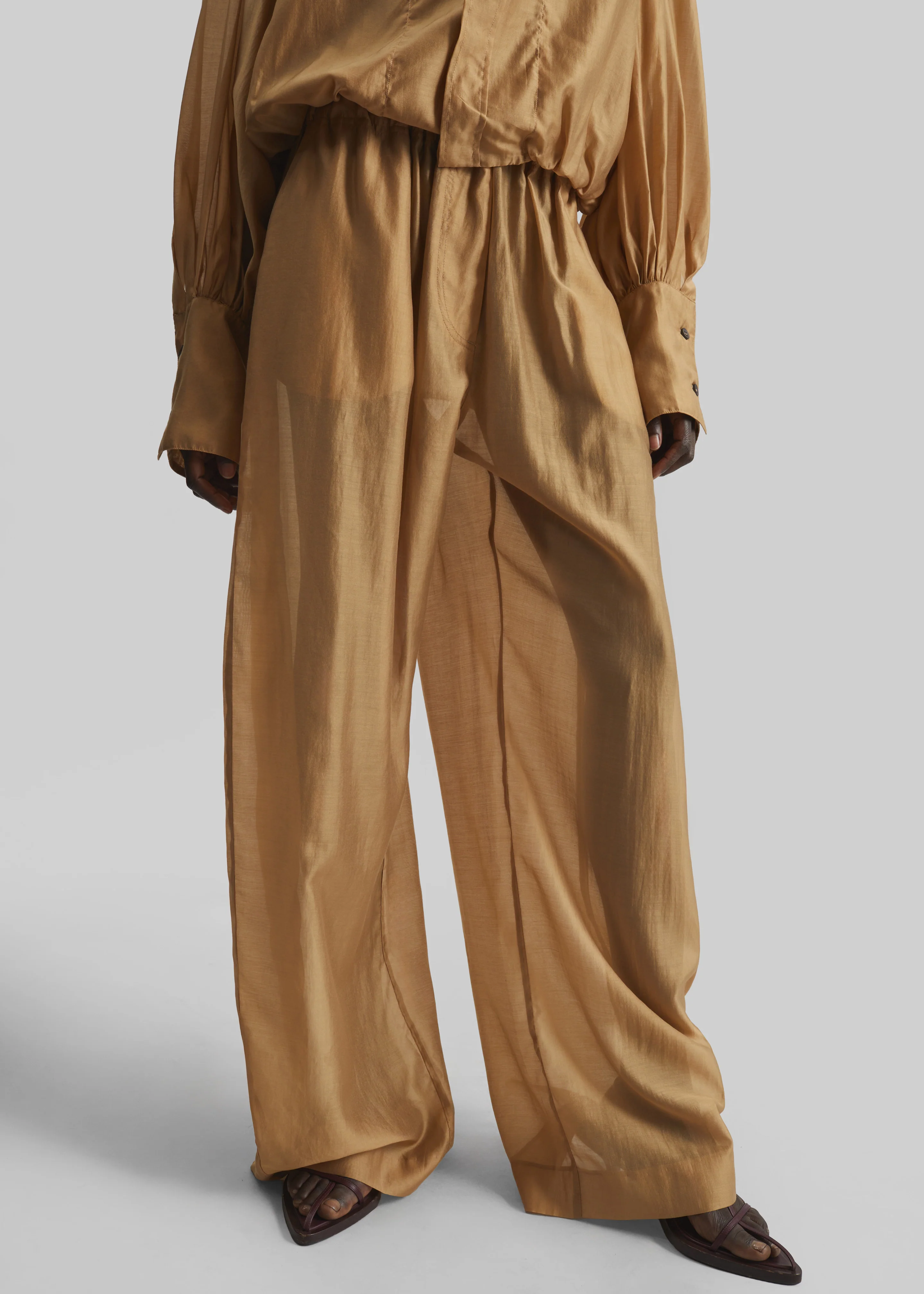 TheLatest Dora Light Muslin Trousers - Nude - Image 5