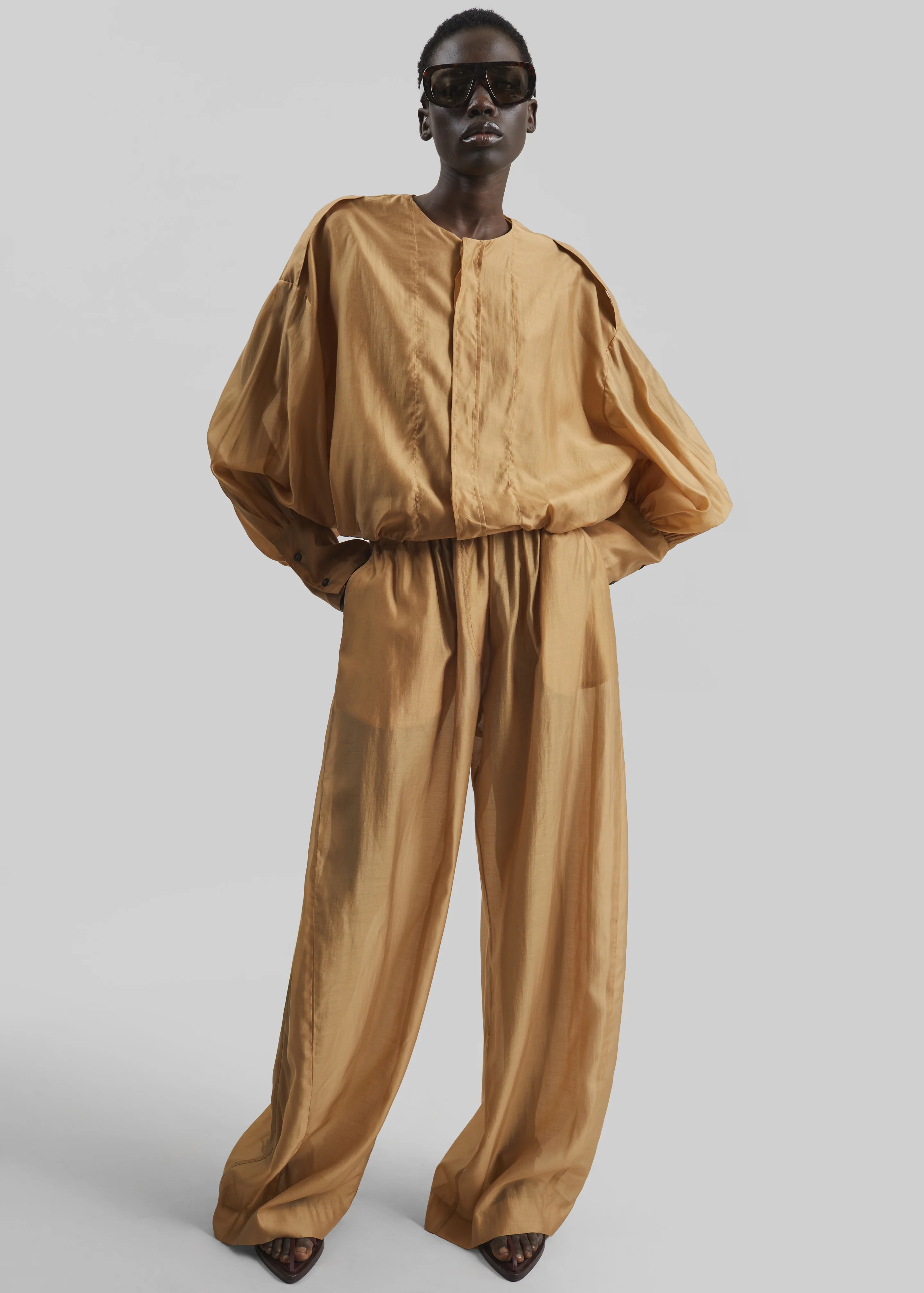 TheLatest Dora Light Muslin Trousers - Nude - Image 7