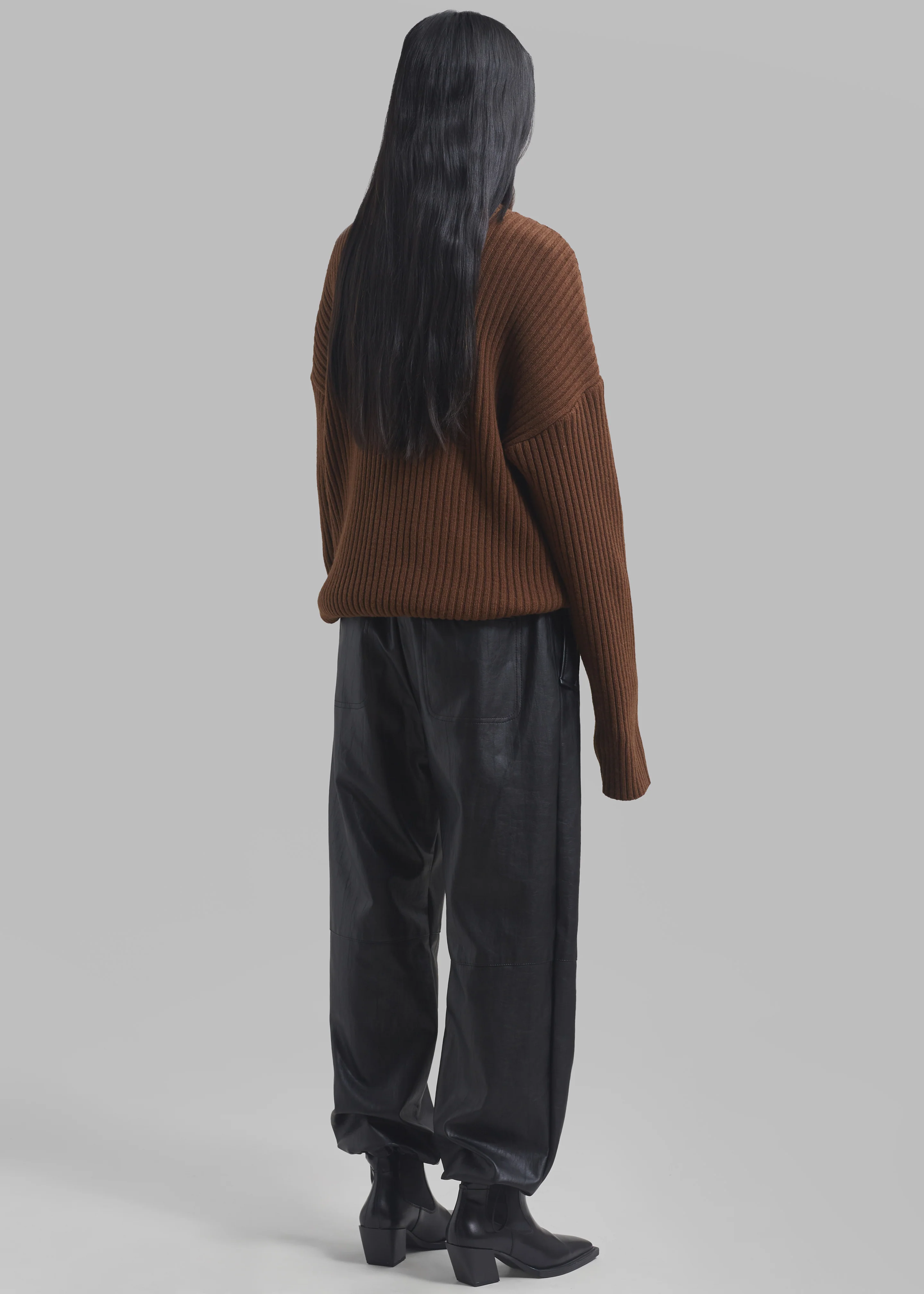 Thelma Ribbed Sweater Dress - Brown - Image 8