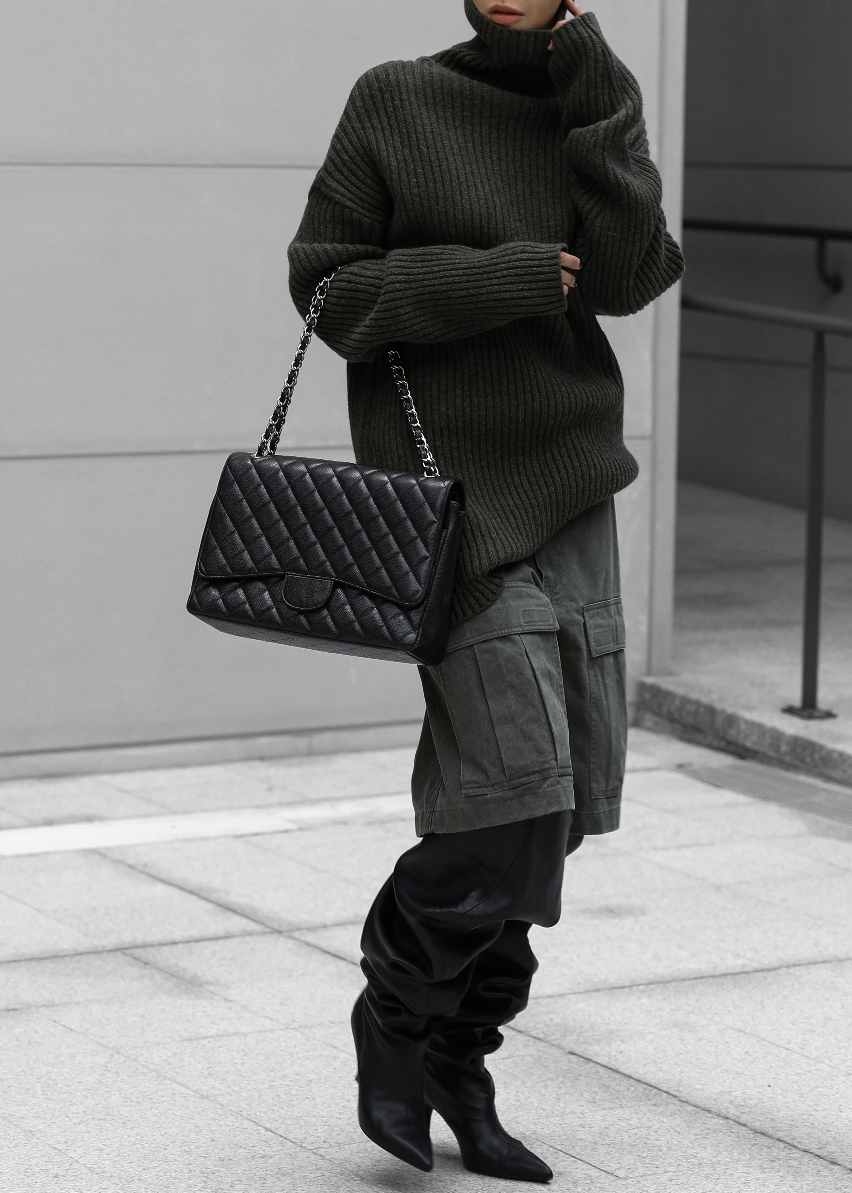 Thelma Ribbed Sweater Dress - Khaki - Image 6