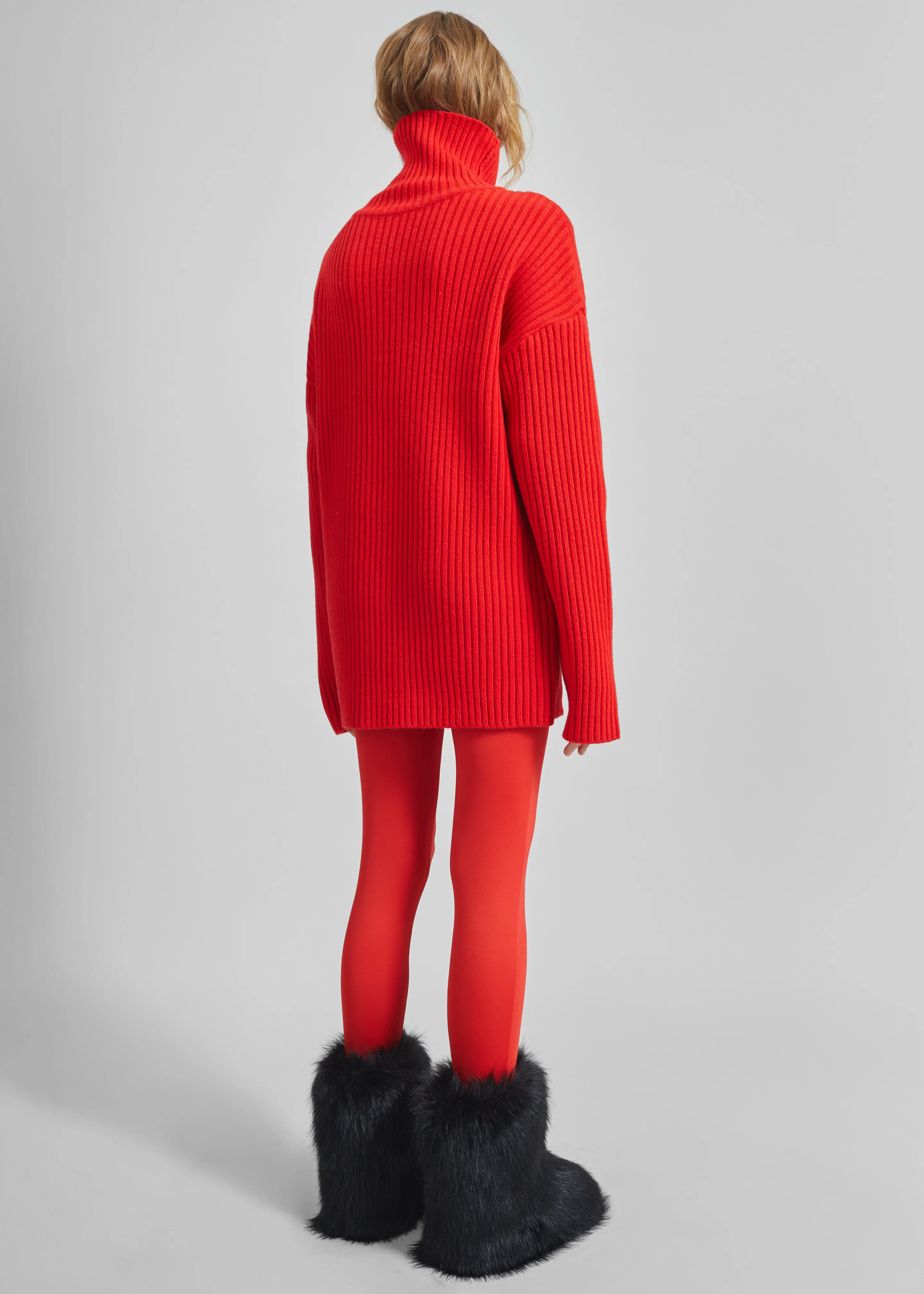 Thelma Ribbed Sweater Dress - Red - Image 7