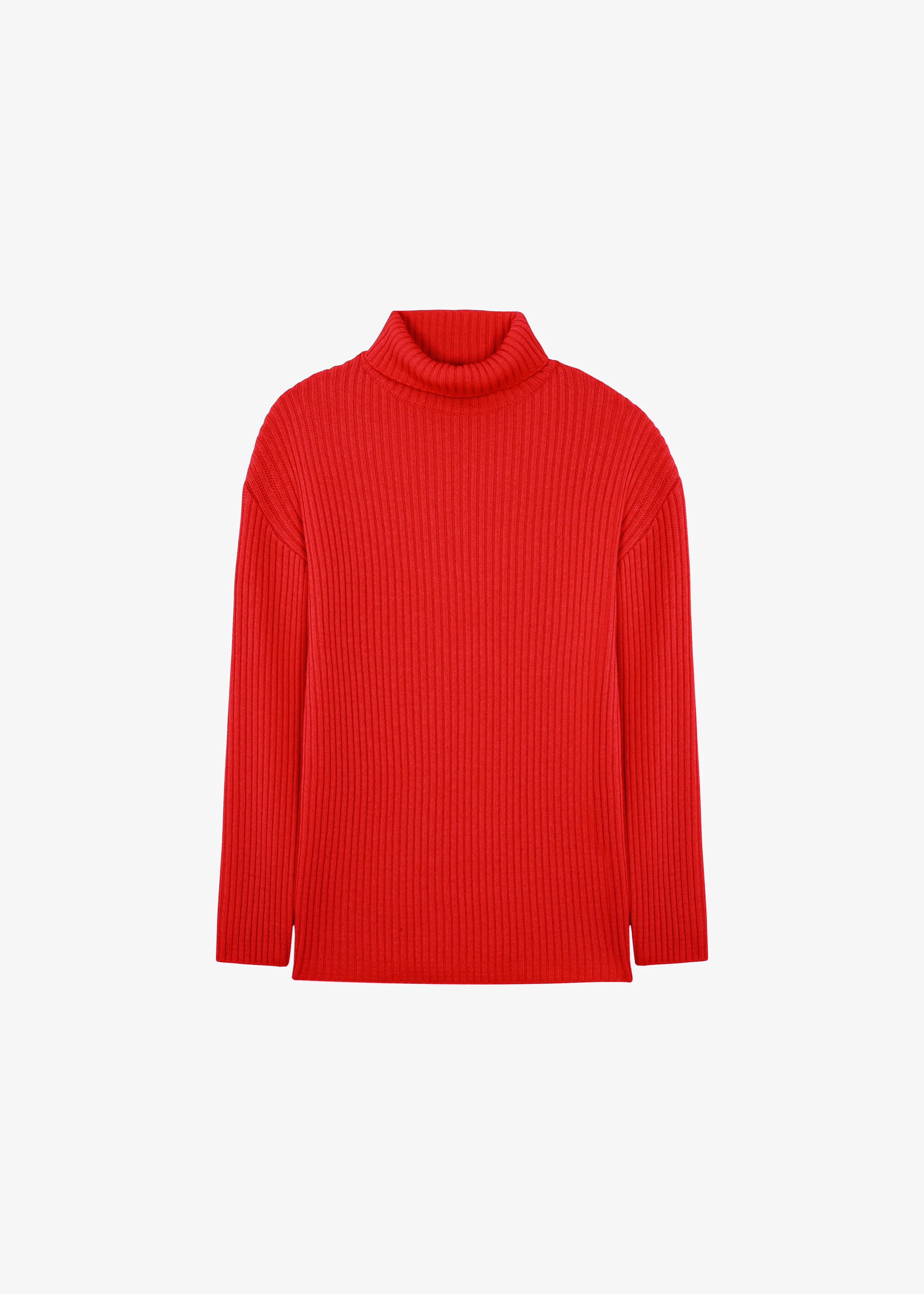Thelma Ribbed Sweater Dress - Red - Image 8