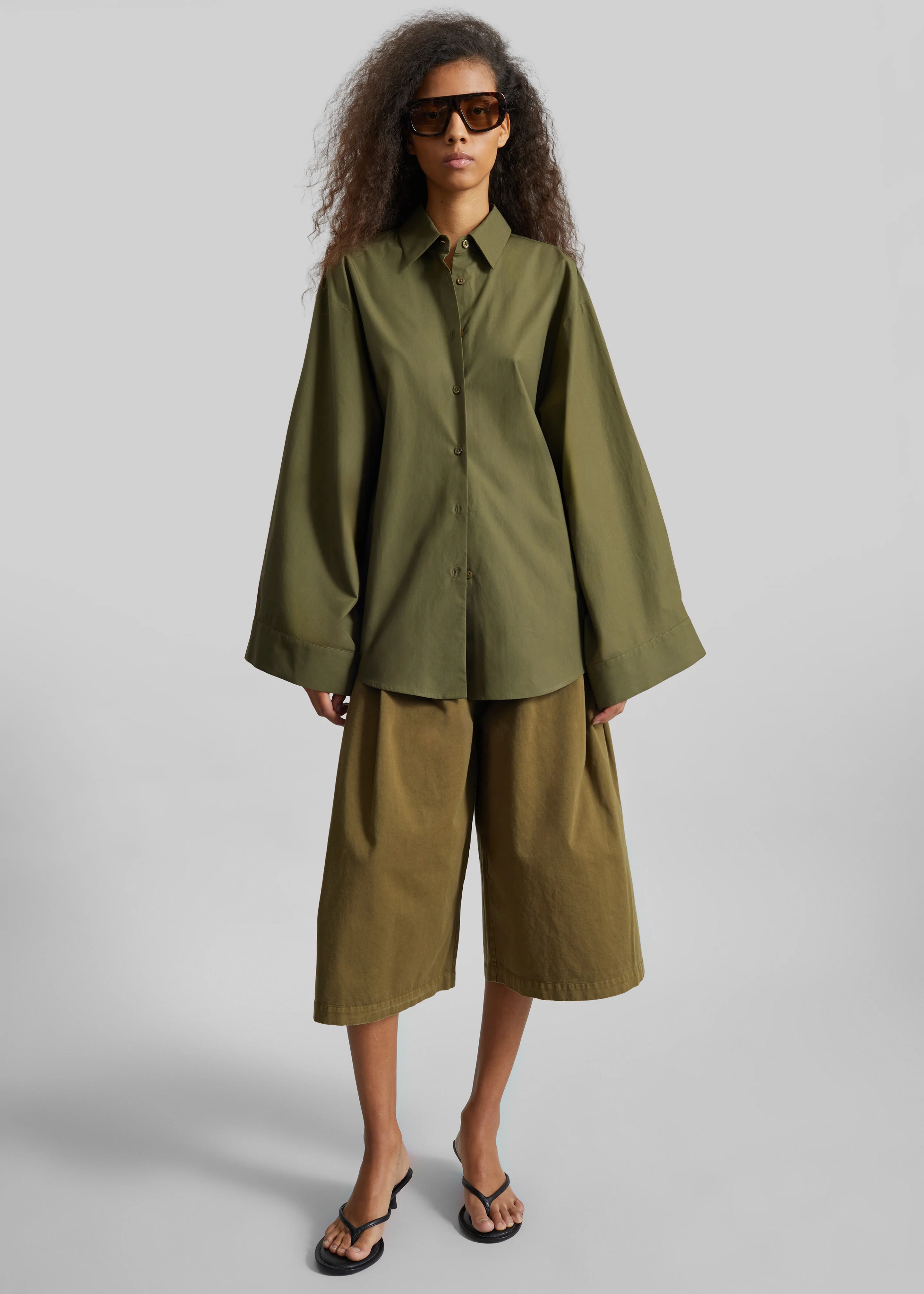 Tila Wide Sleeve Shirt - Olive - Image 4