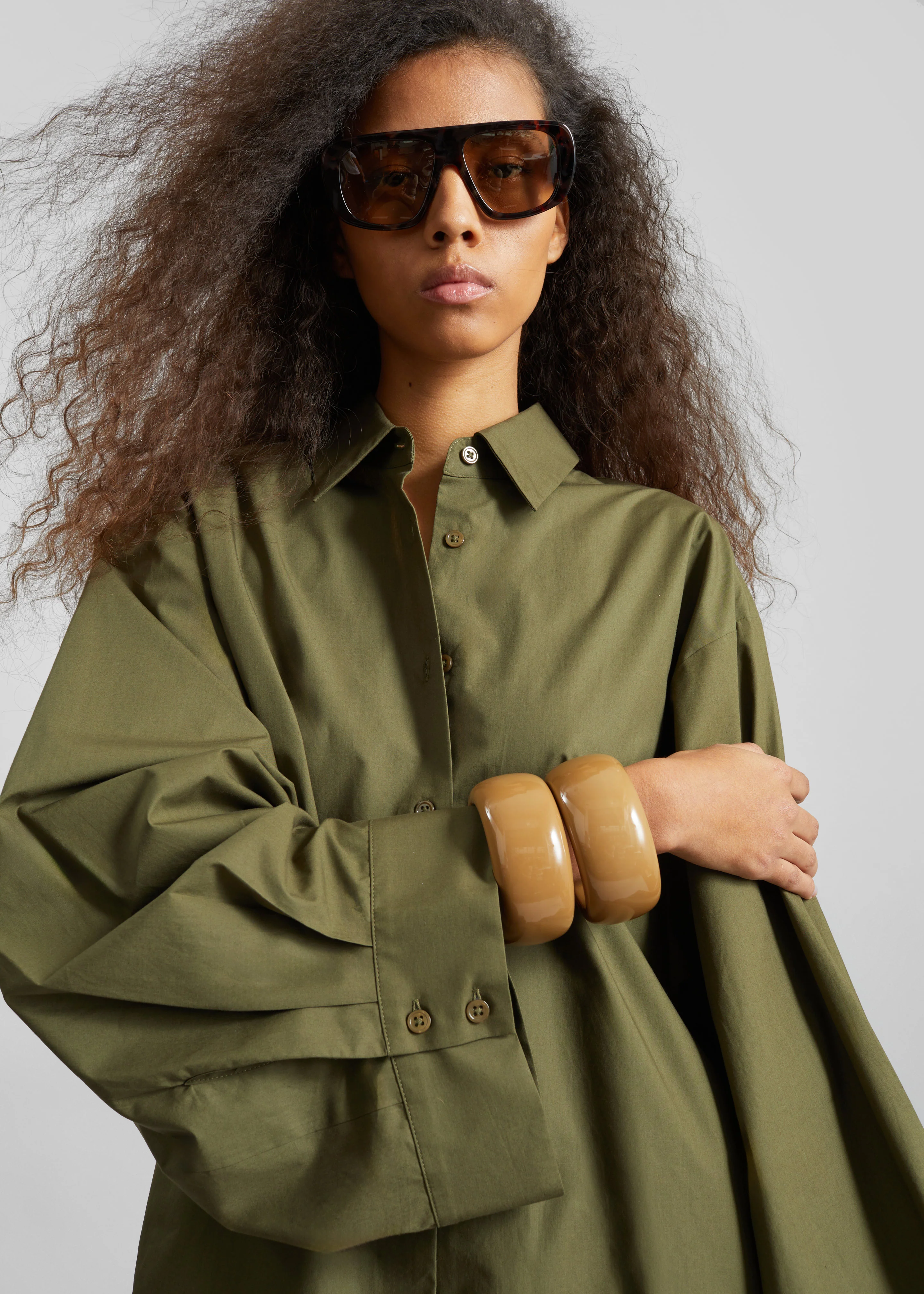 Tila Wide Sleeve Shirt - Olive - Image 5