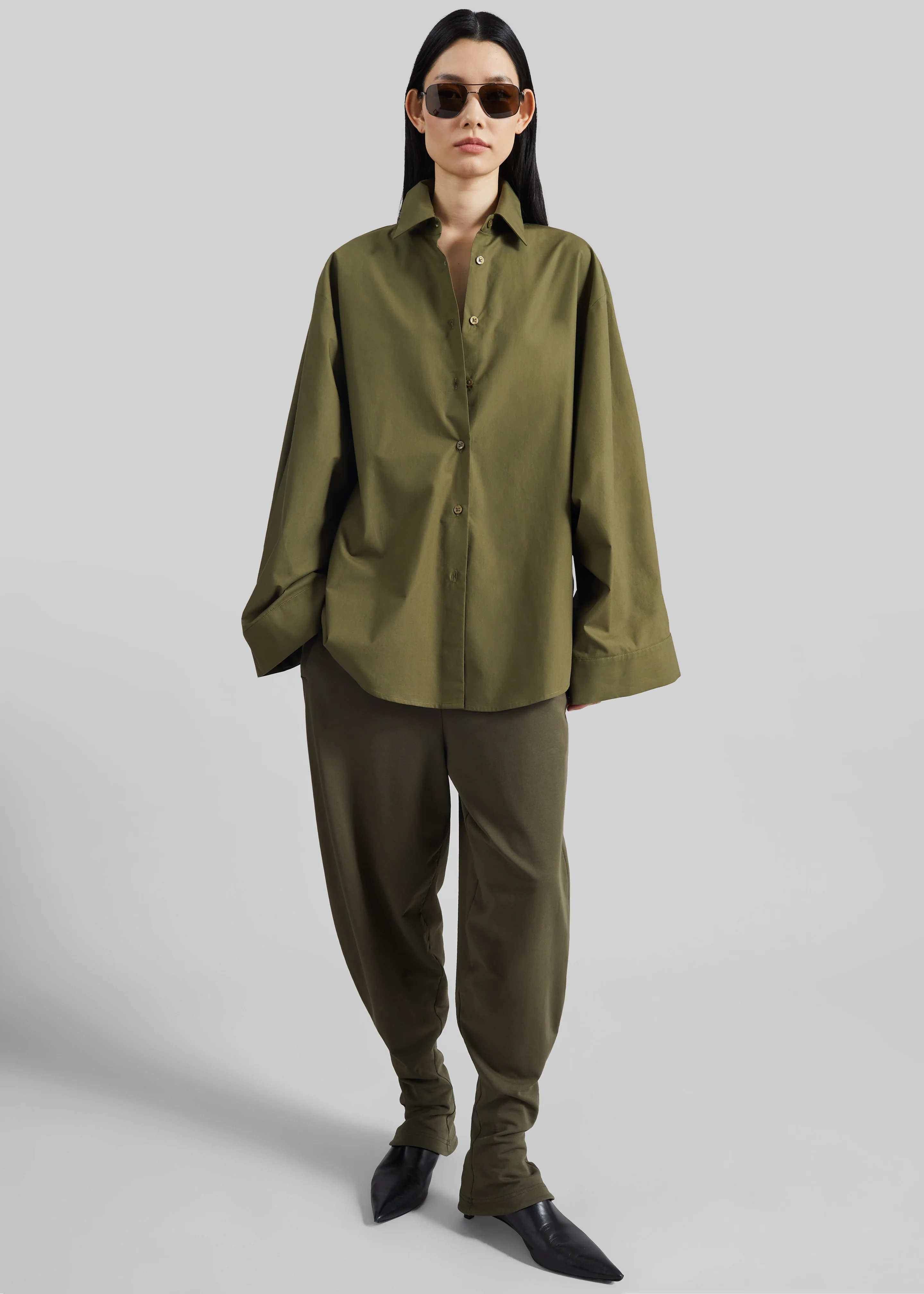 Tila Wide Sleeve Shirt - Olive - Image 6