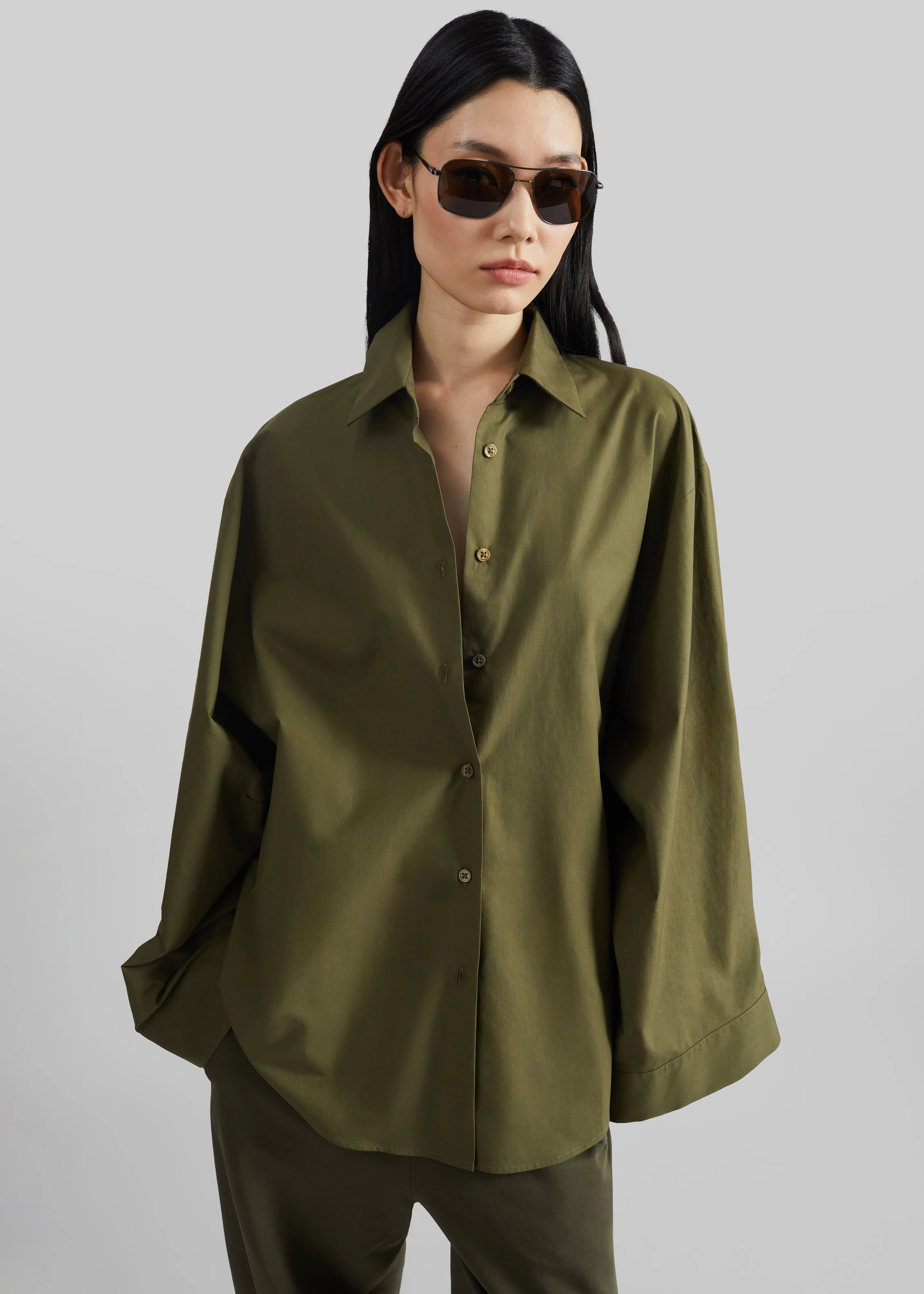 Tila Wide Sleeve Shirt - Olive - Image 7