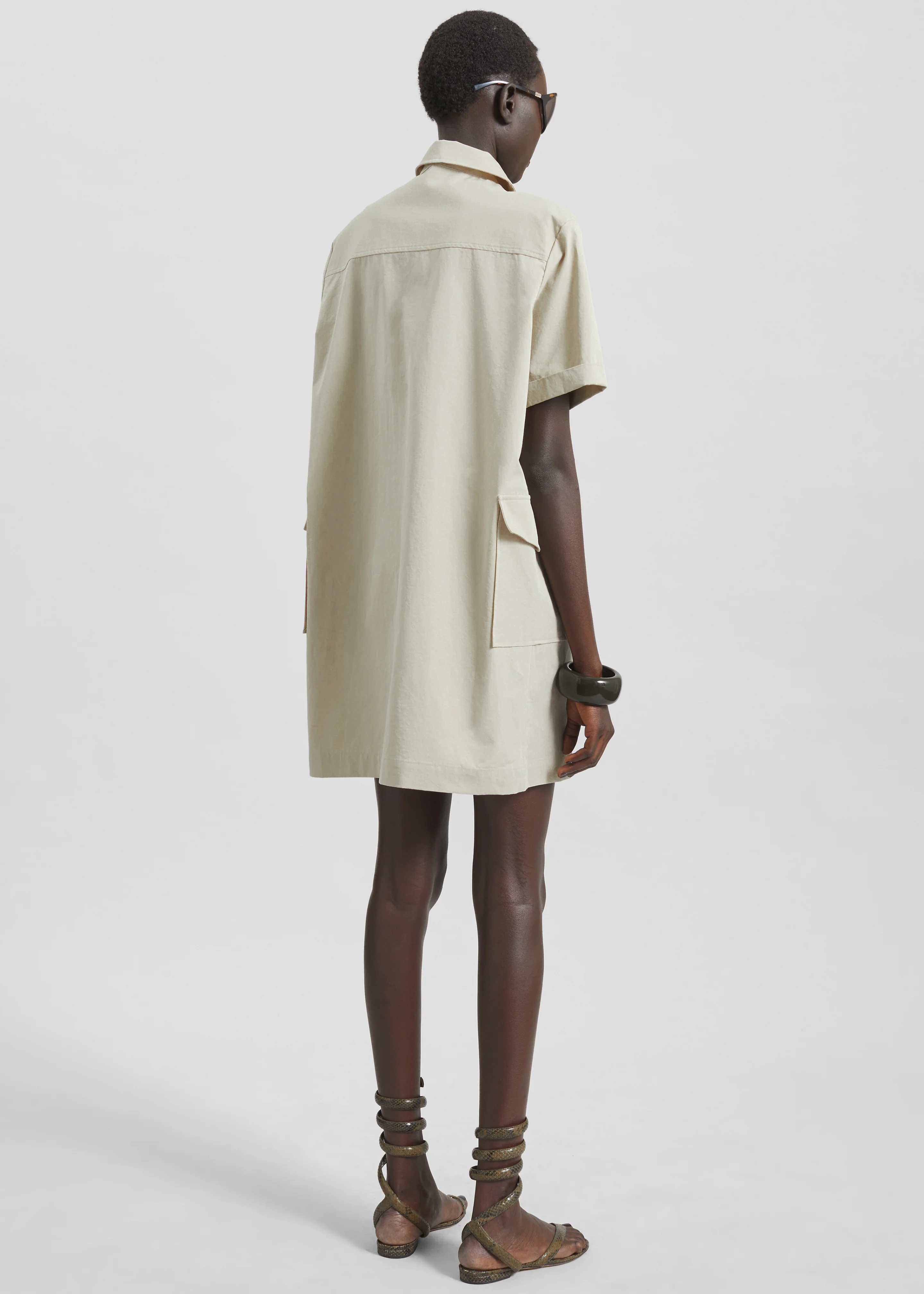 Tilba Polo Mini Dress - Beige - Image 6